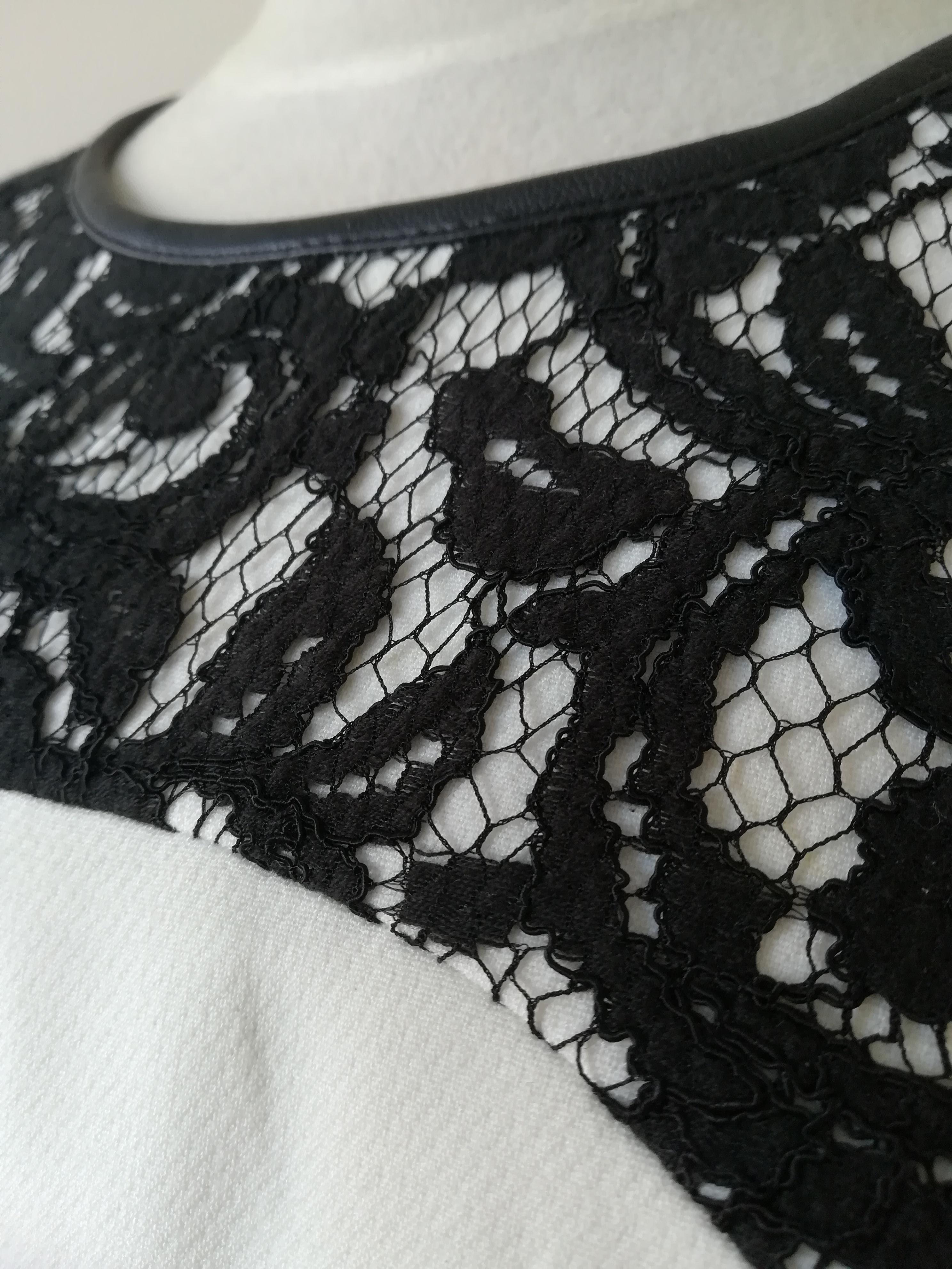Michael Kors lamb leather trimmed lace dress