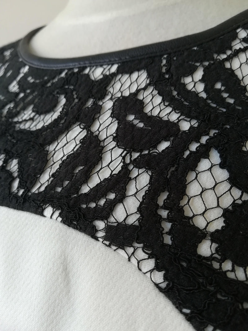 Michael Kors lamb leather trimmed lace dress