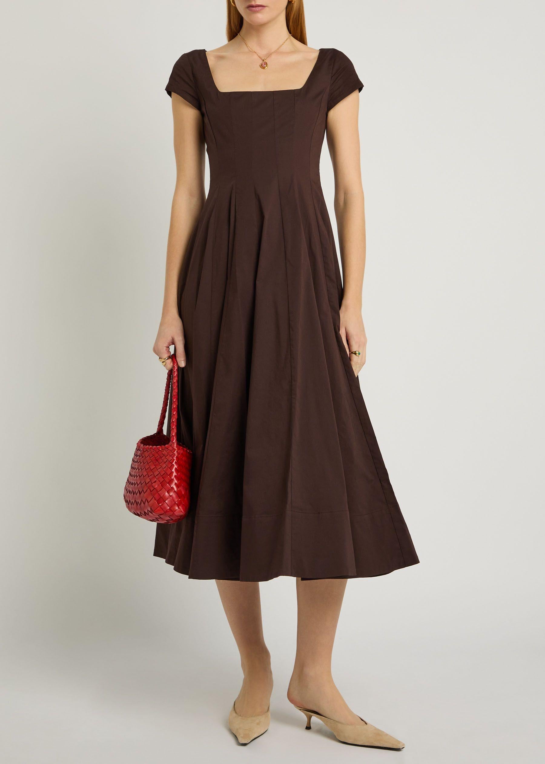 Staud Brown Wells Midi Dress