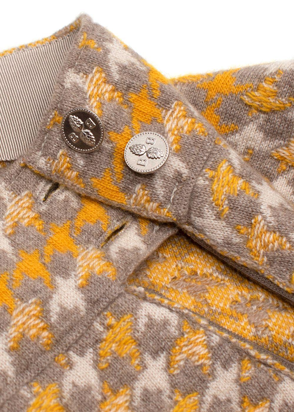 Barrie Yellow Houndstooth Cashmere Blend Jacket and Skirt Suit