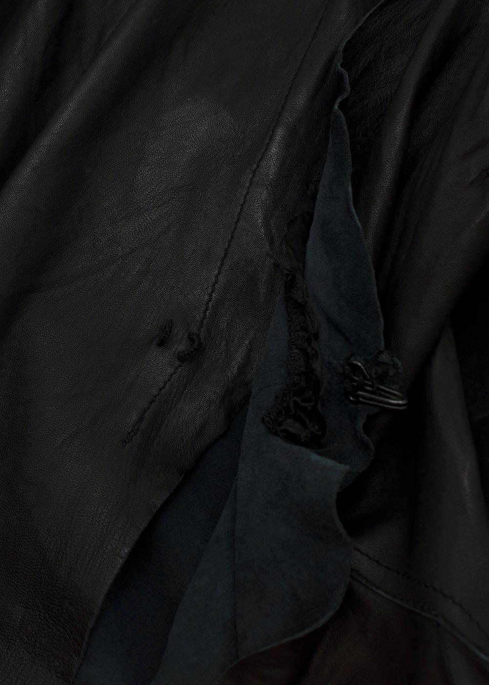 Rick Owens Black Asymmetric Leather Jacket