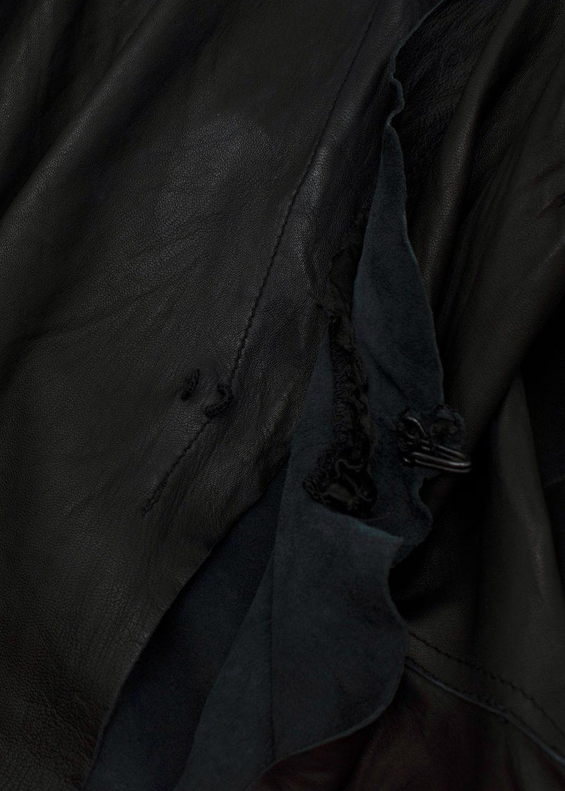 Rick Owens Black Asymmetric Leather Jacket