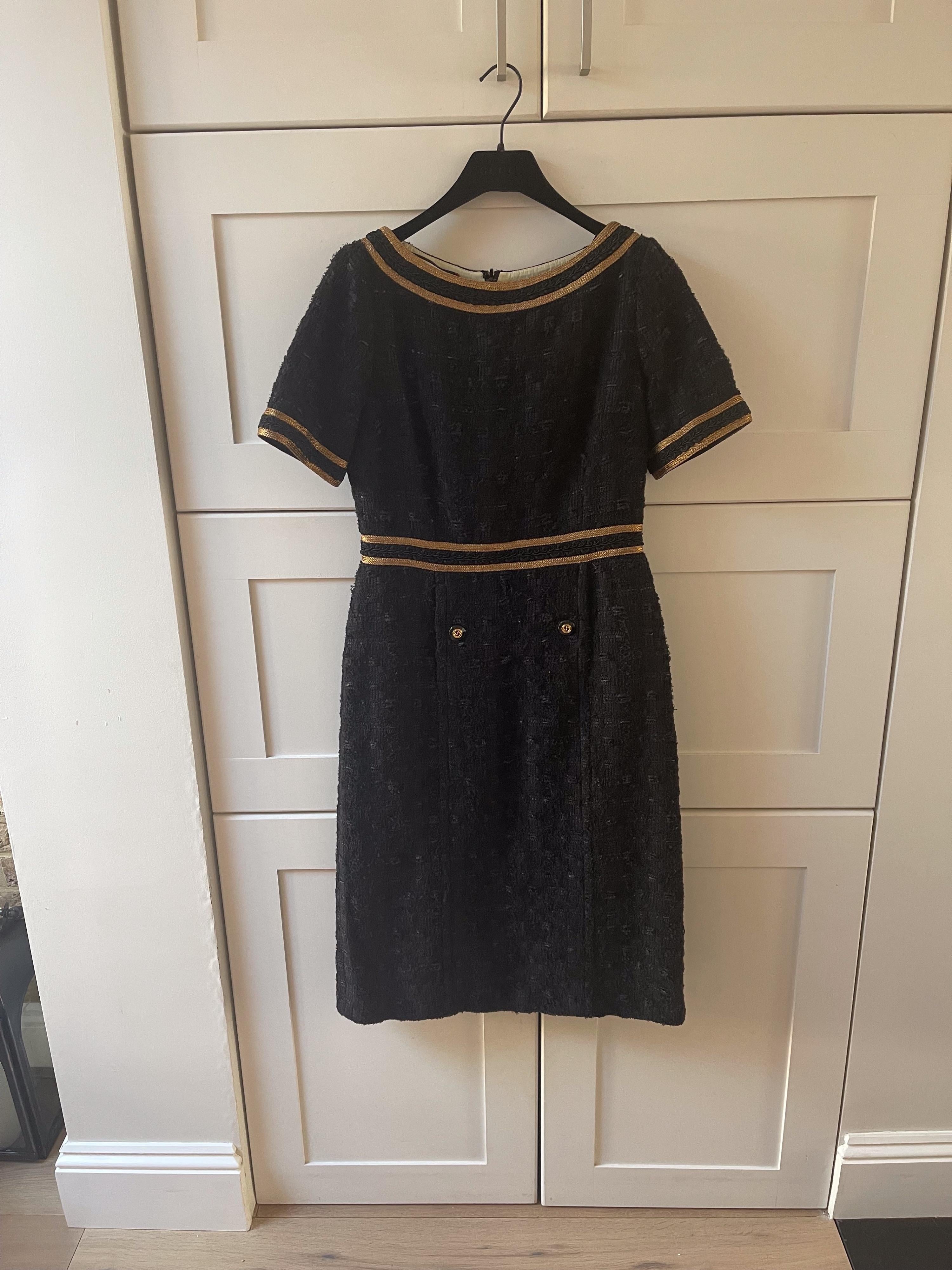 Black Boucle Shift Dress