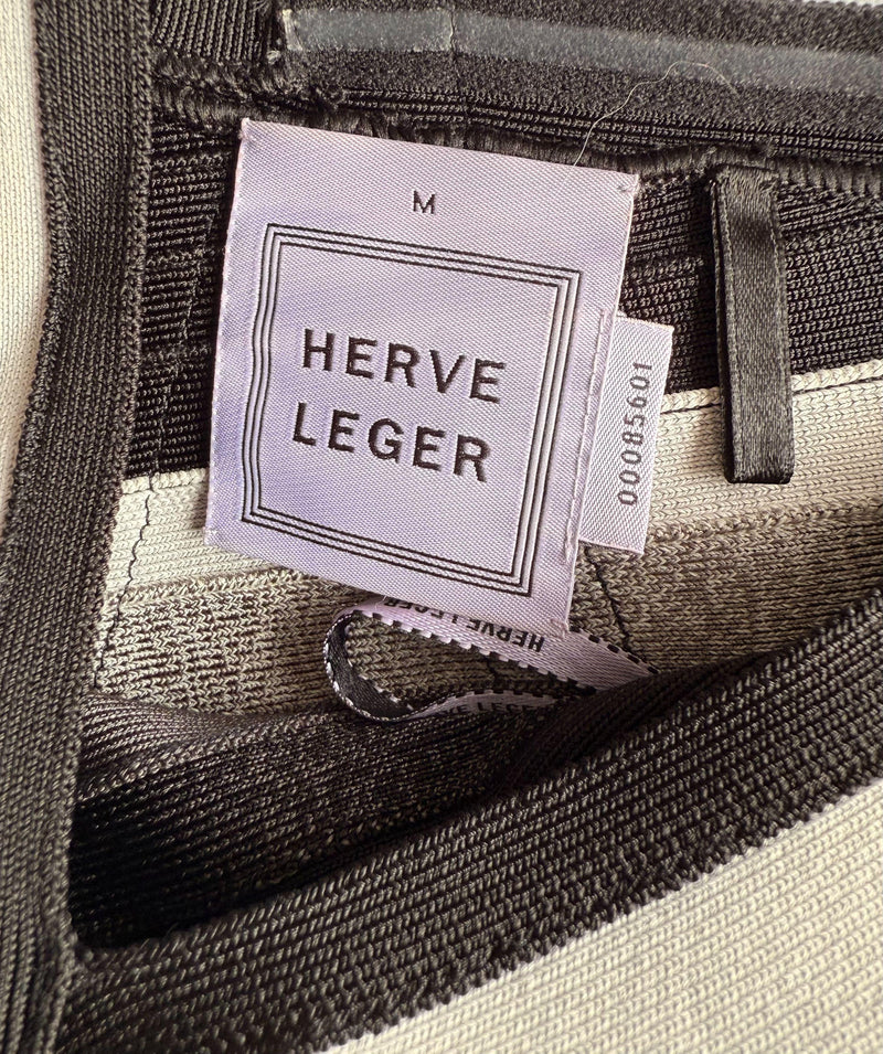 Herve Leger Black/Grey Bandage Dress