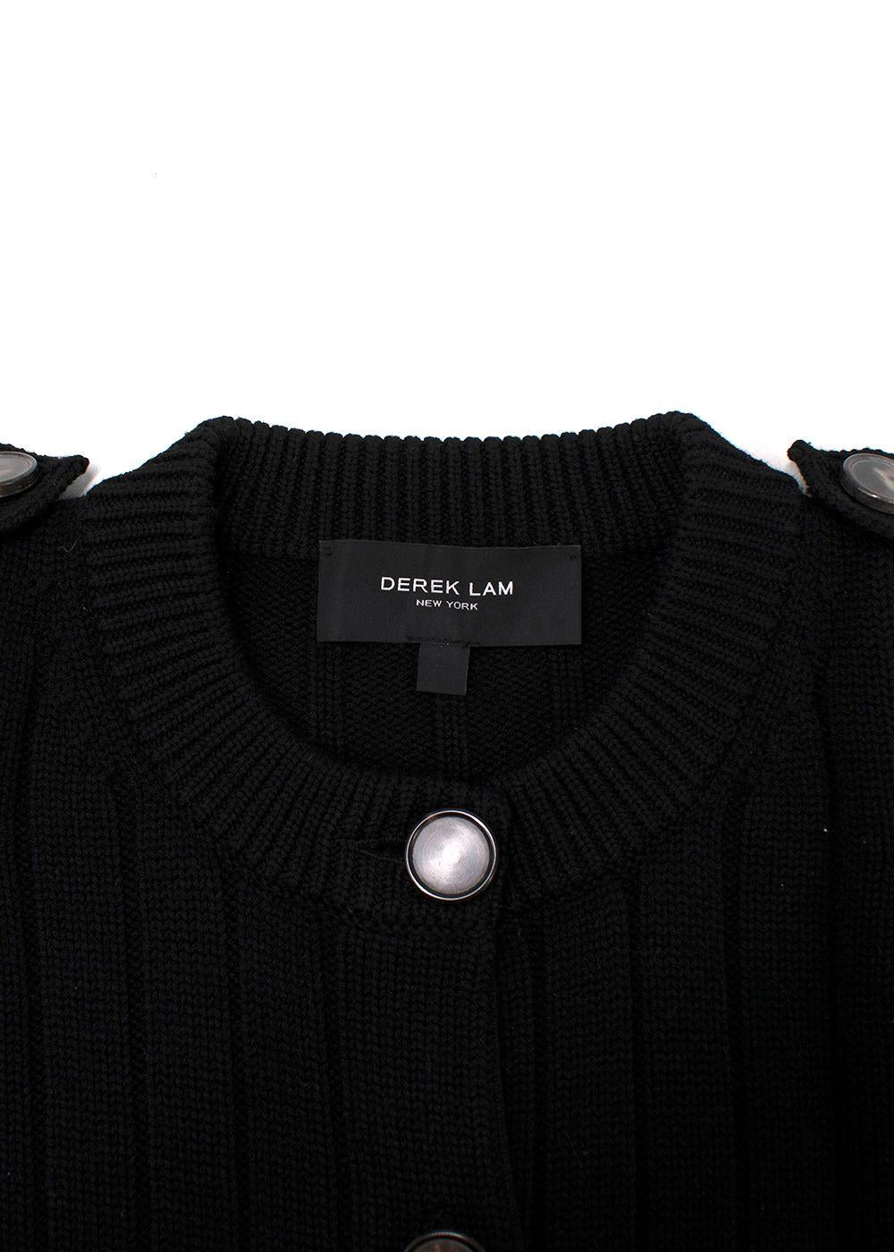 Derek Lam Black Ribbed Knitted Longline Cardigan