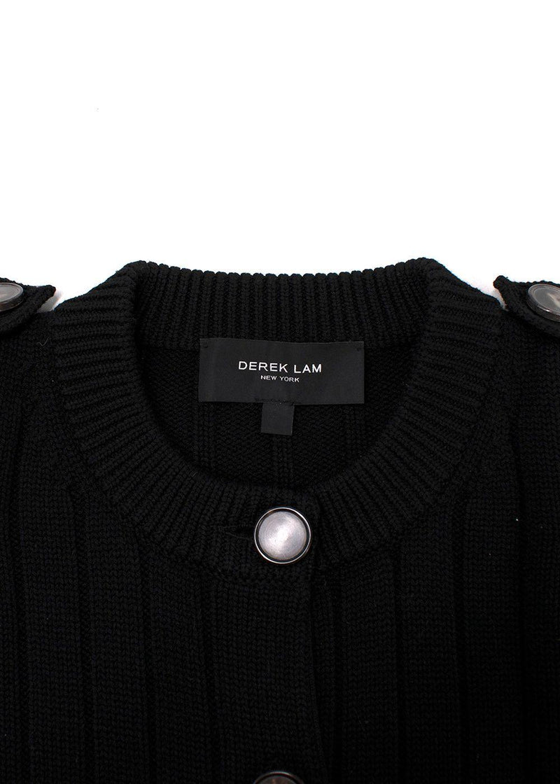 Derek Lam Black Ribbed Knitted Longline Cardigan