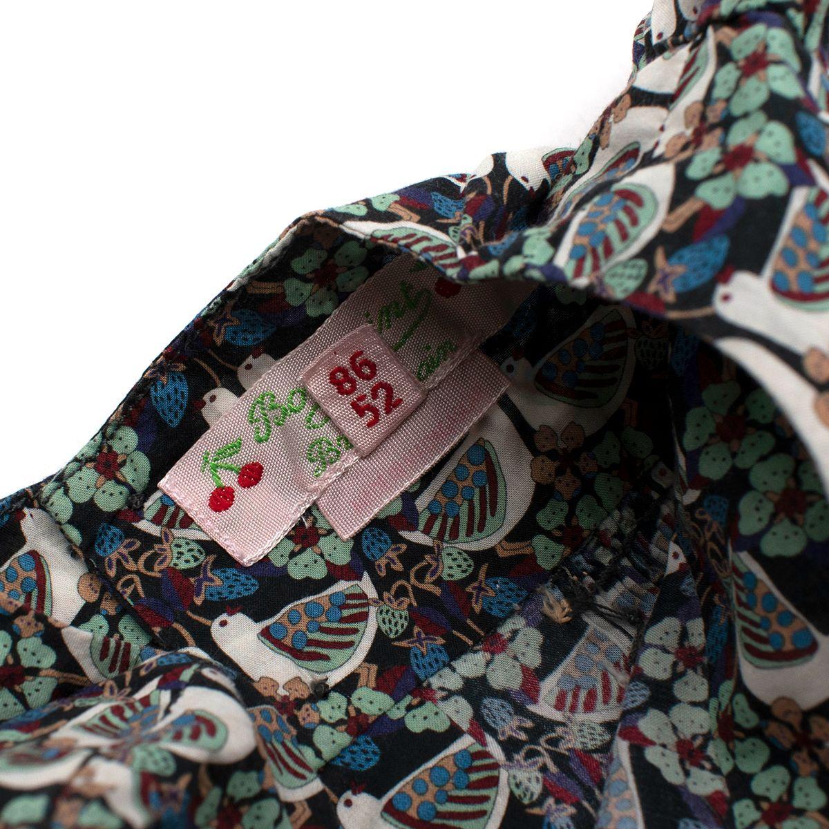 Turtledove Print Black Cotton Smocked Blouse