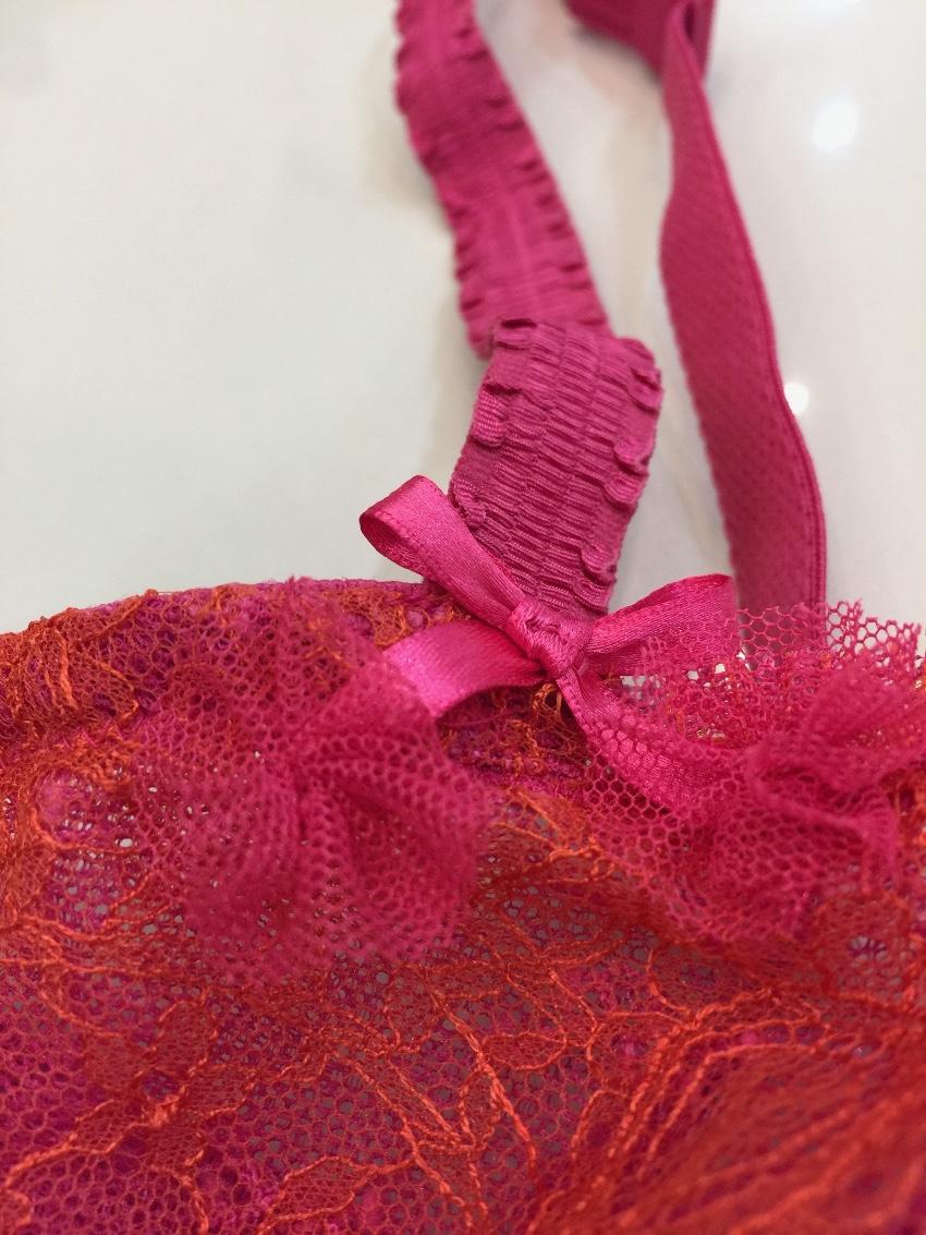 Chantal Thomass Fuchsia Pink & Orange Calais Leavers Lace Half Cup Bra