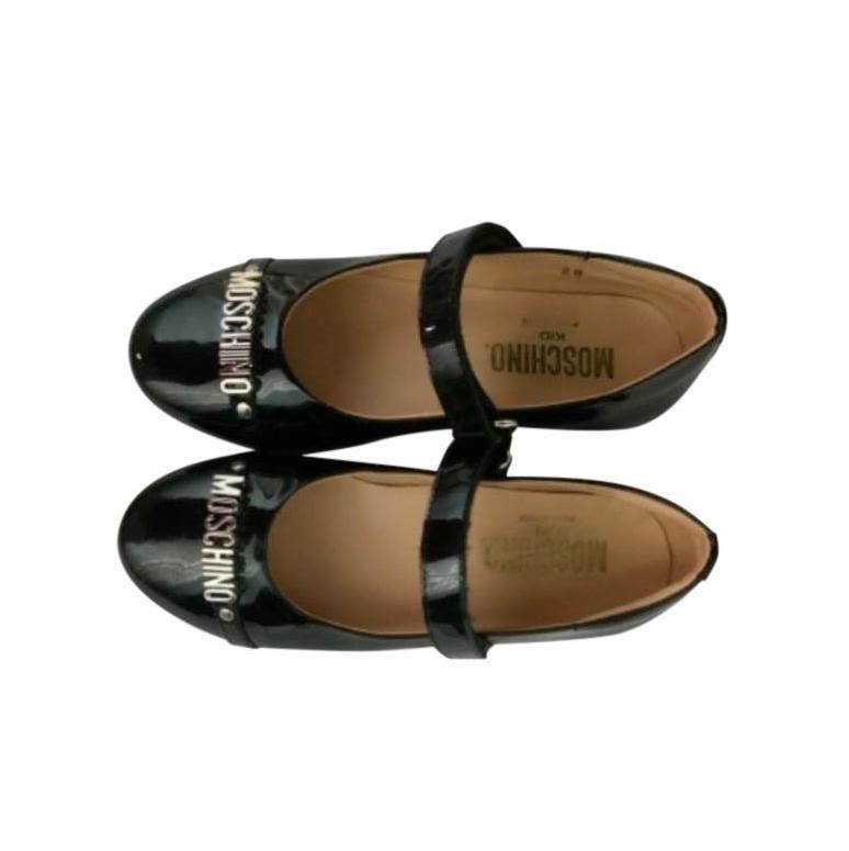 Moschino Kids Size 28 Logo Mary-Janes