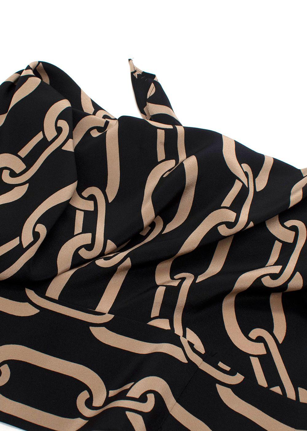 Nili Lotan Black Agathe Chain Print Silk Halterneck Top