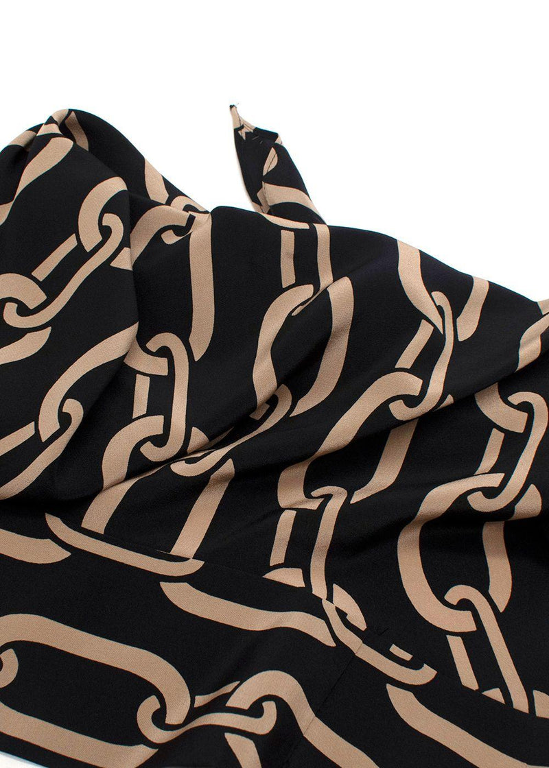 Nili Lotan Black Agathe Chain Print Silk Halterneck Top
