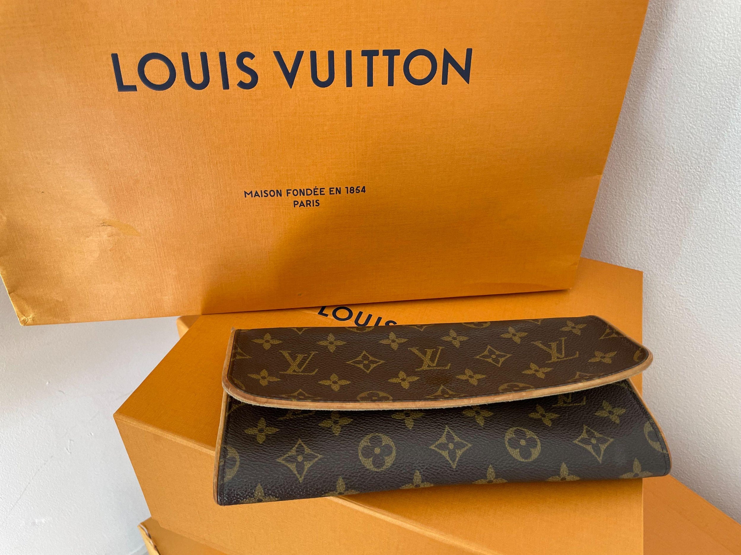 Monogram Canvas Pochette Twin GM Clutch w/ Strap
