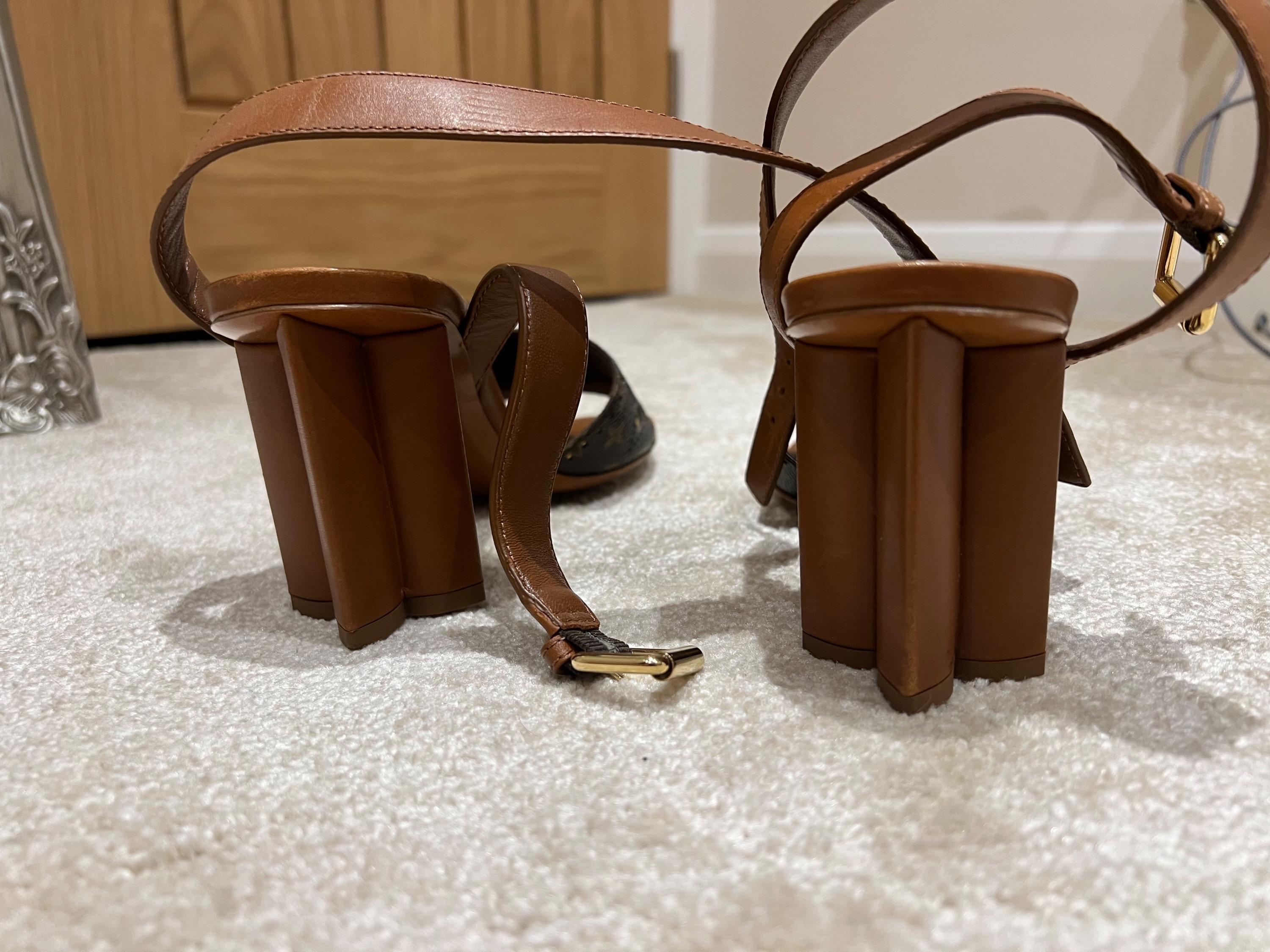 Monogram canvas & leather silhouette heeled sandals