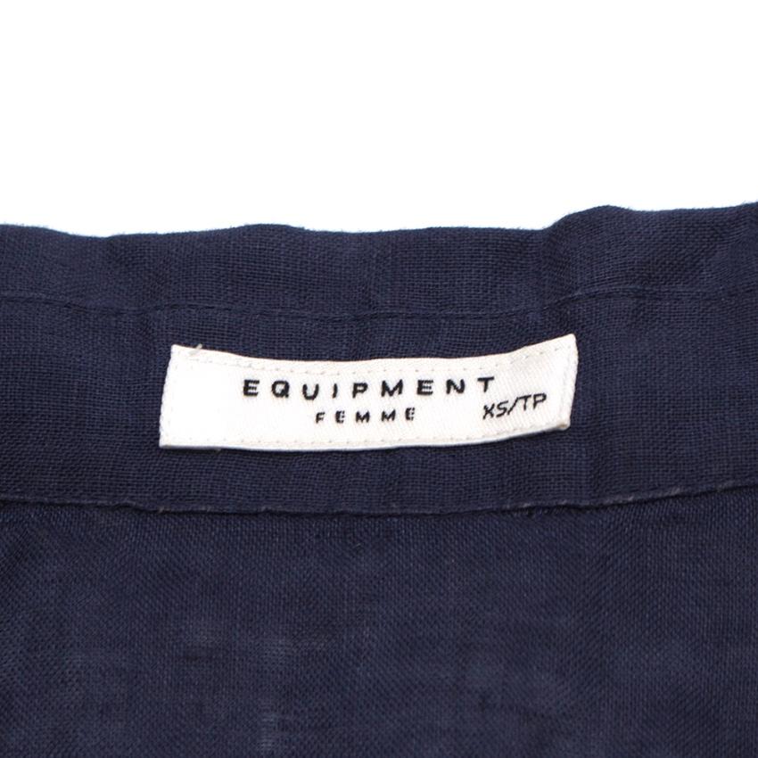 Equipment Navy Linen Sleeveless Shirt