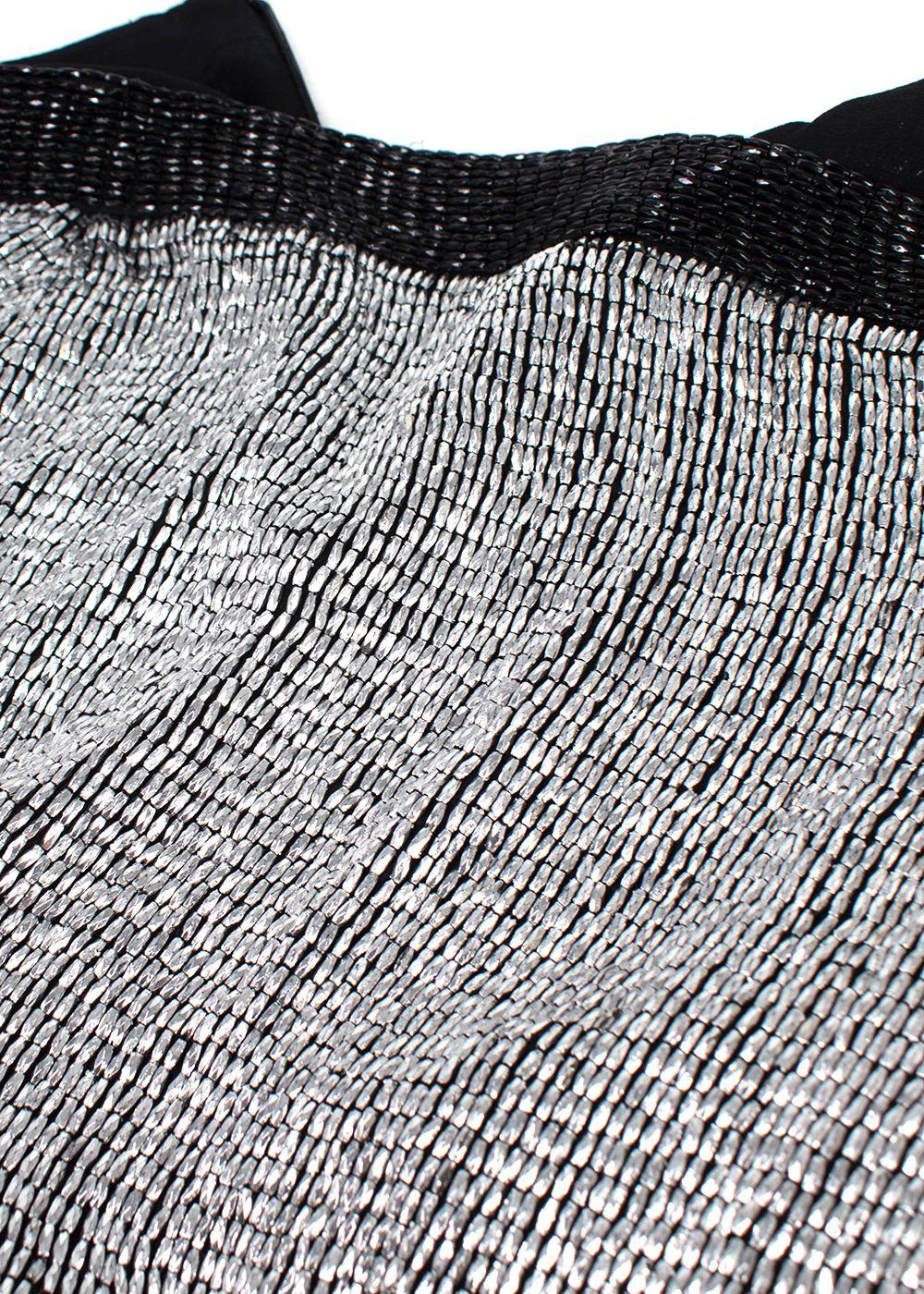 Tom Ford Silver Silk Beaded Mini Skirt