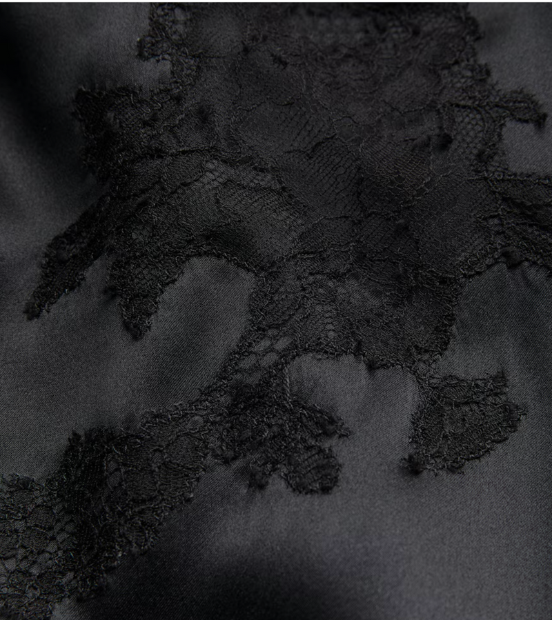 Marjolaine Silk Lace-Trim Robe