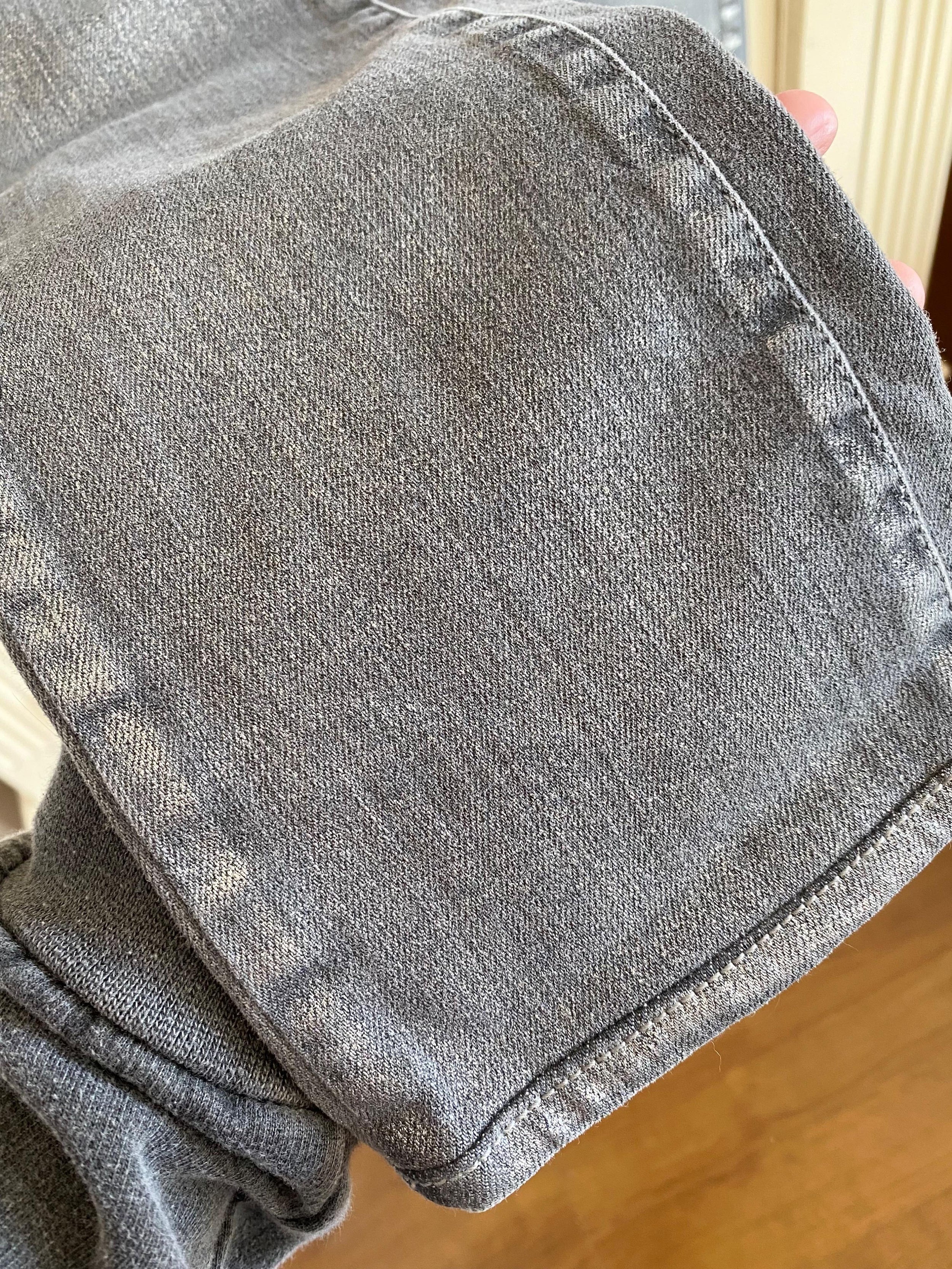 Grey silver coated straight leg jeans