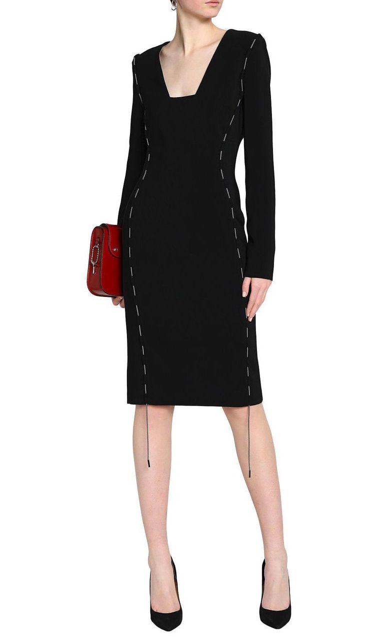Antonio Berardi cord detail black knee-length pencil dress