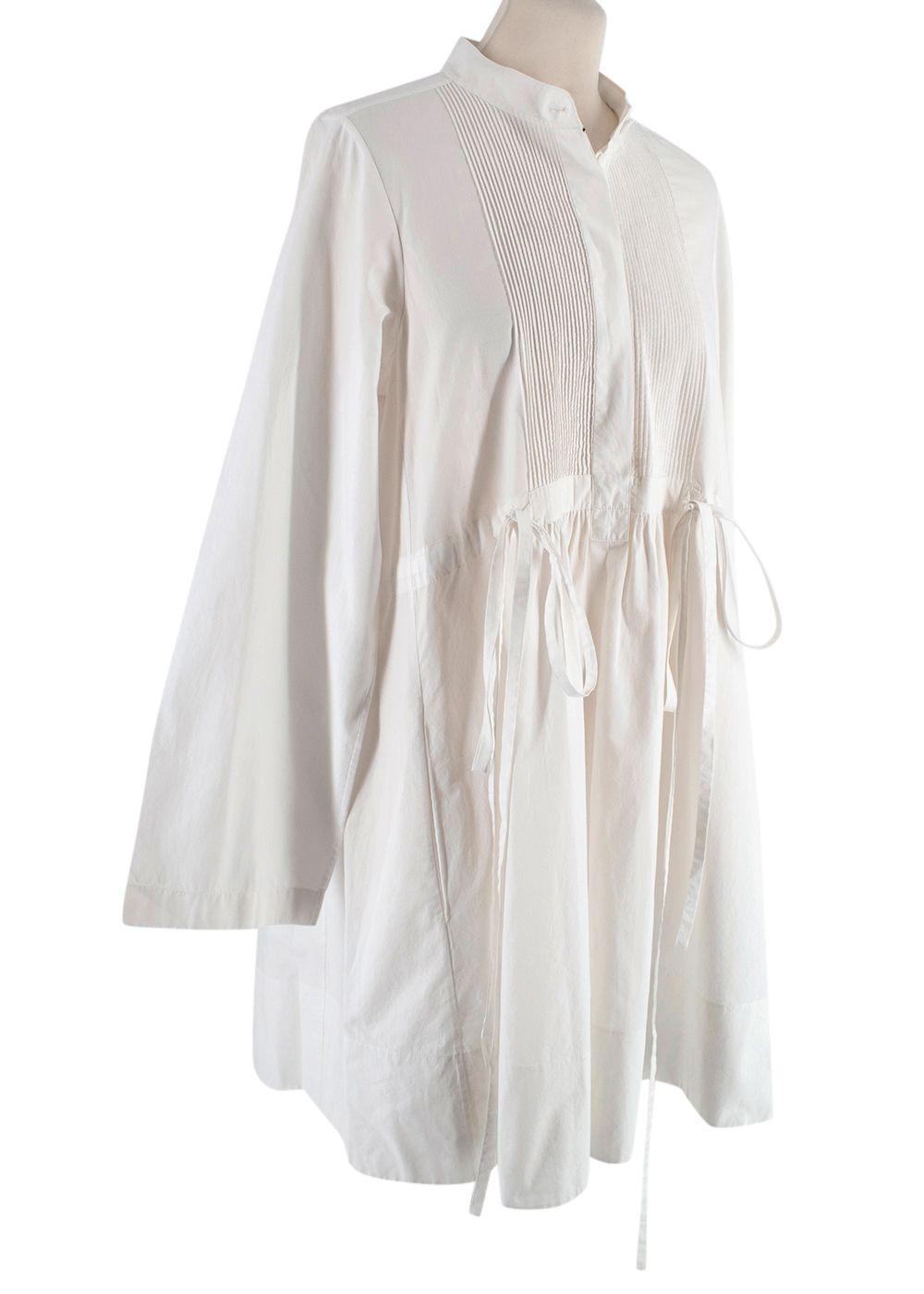 Chloe Drawstring White Cotton Tunic Dress