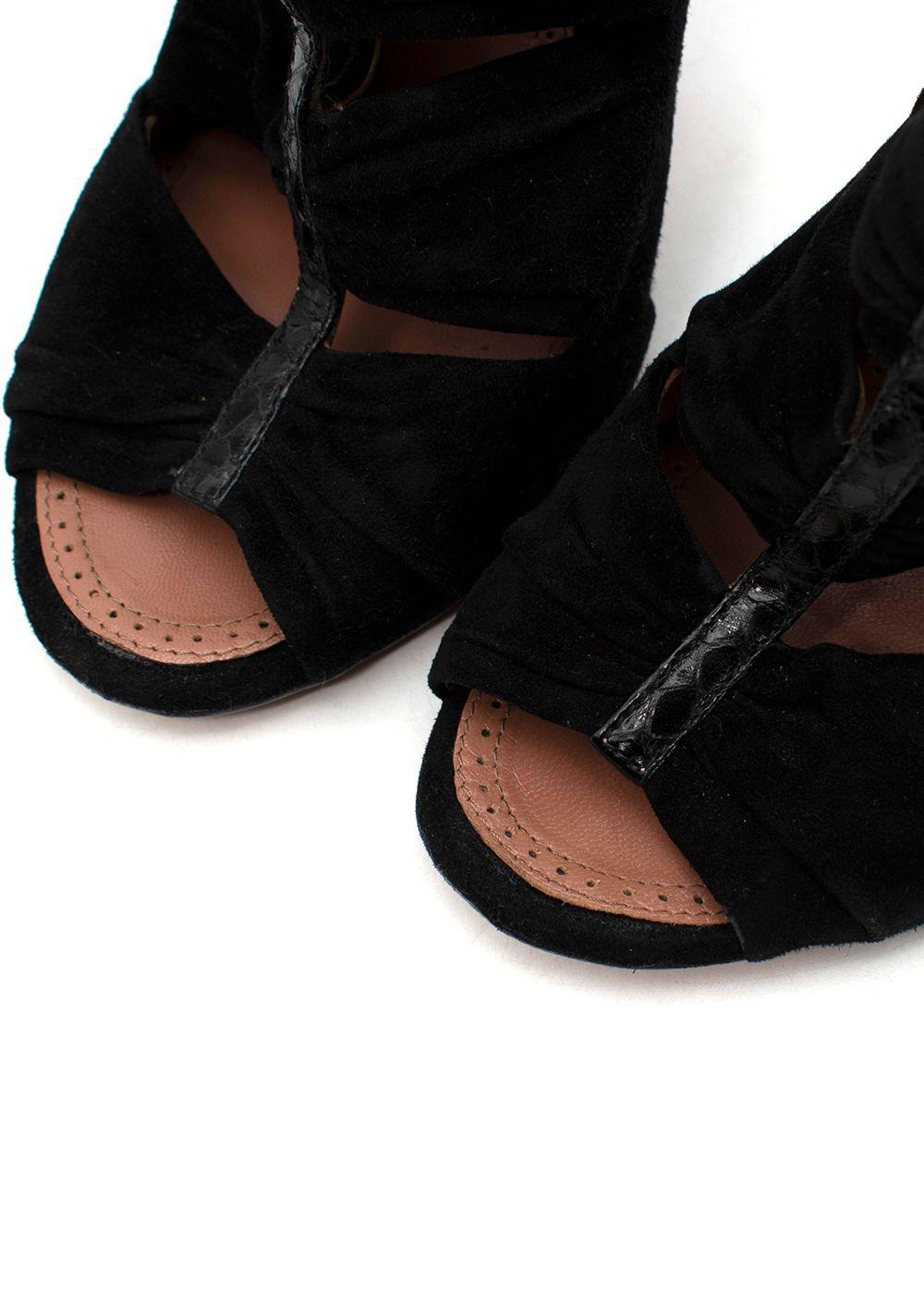 Black suede ruched heeled booties