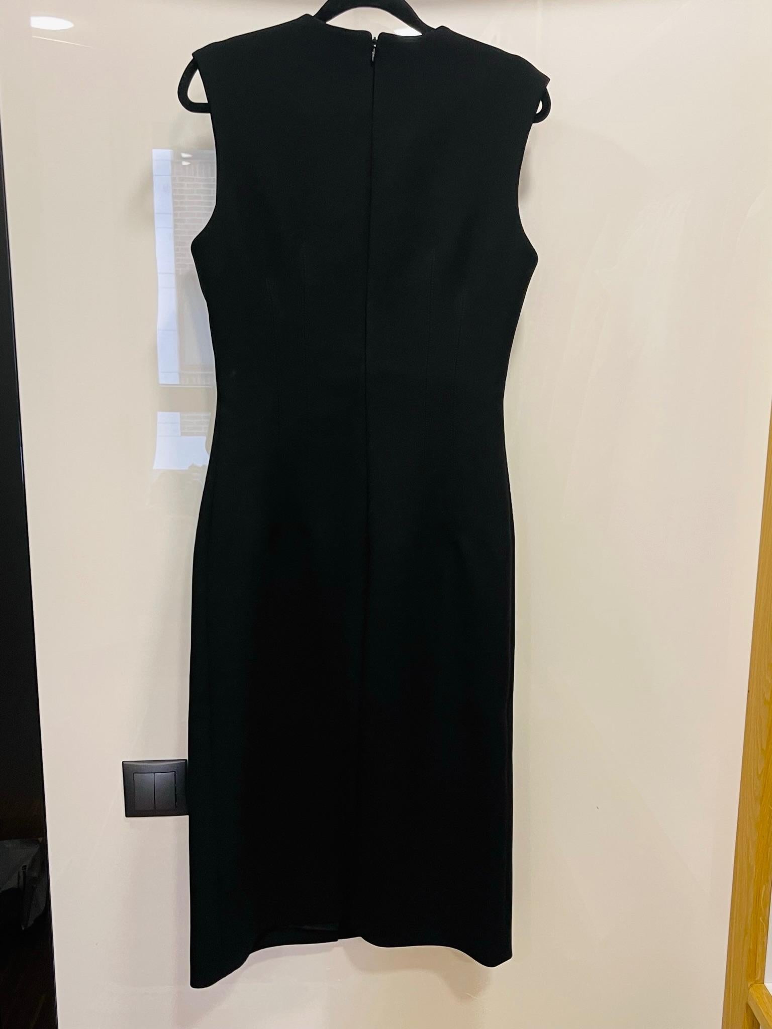 black crepe rivet embellished dress