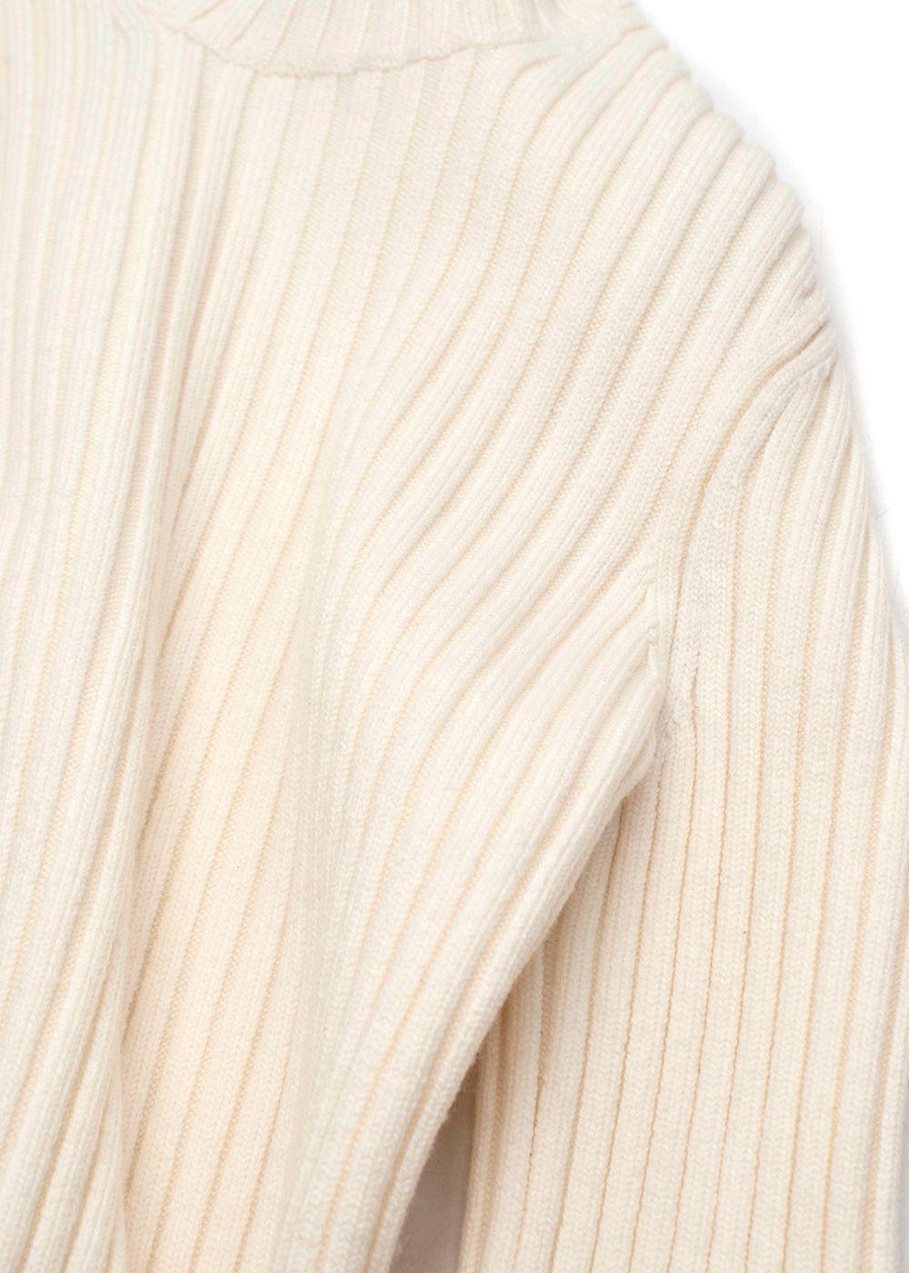 Paco Rabanne Cream Ribbed Crochet Trim Top