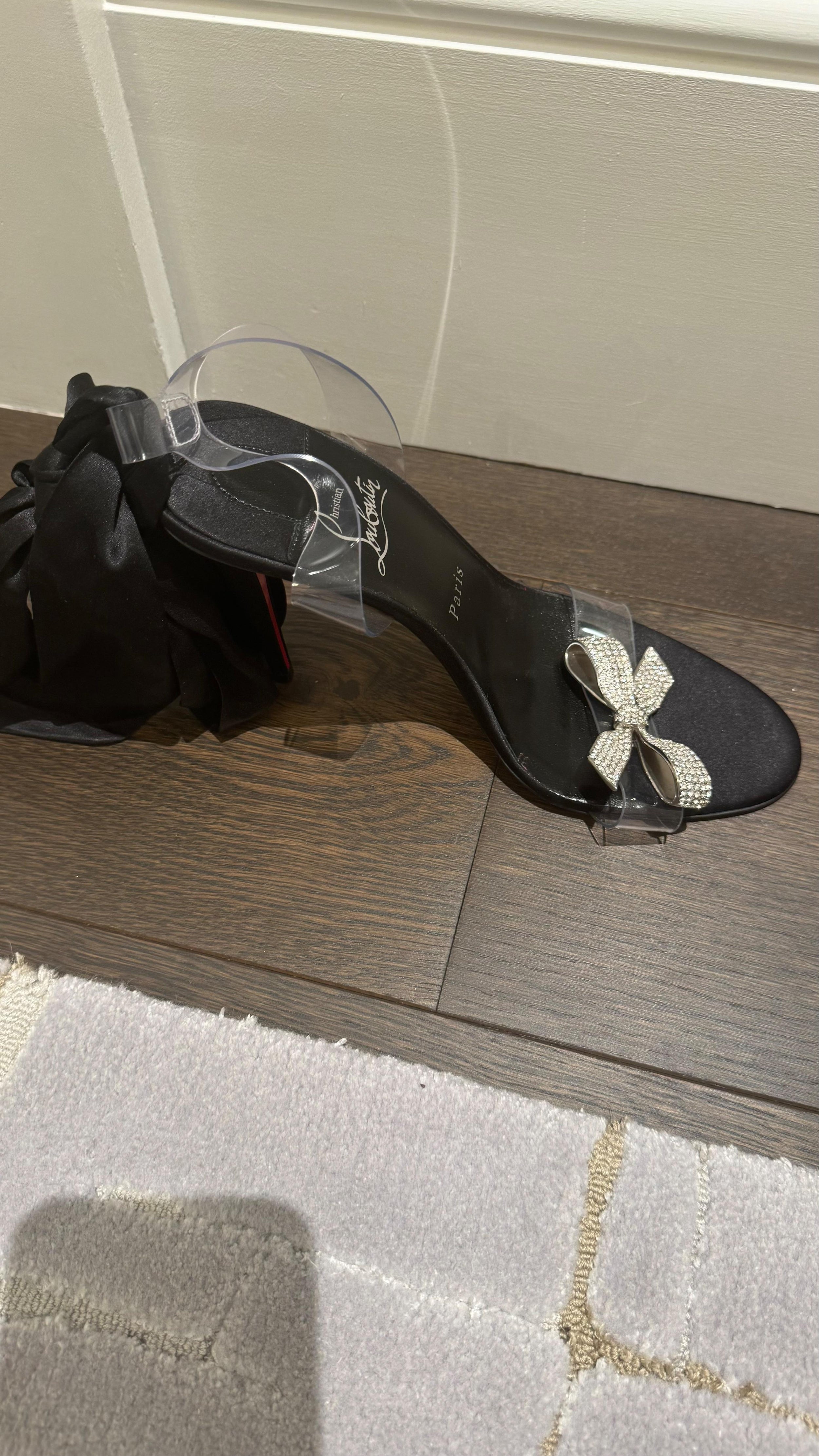 Christian Louboutin Black Crystal Bow  Astrinodo Sandals