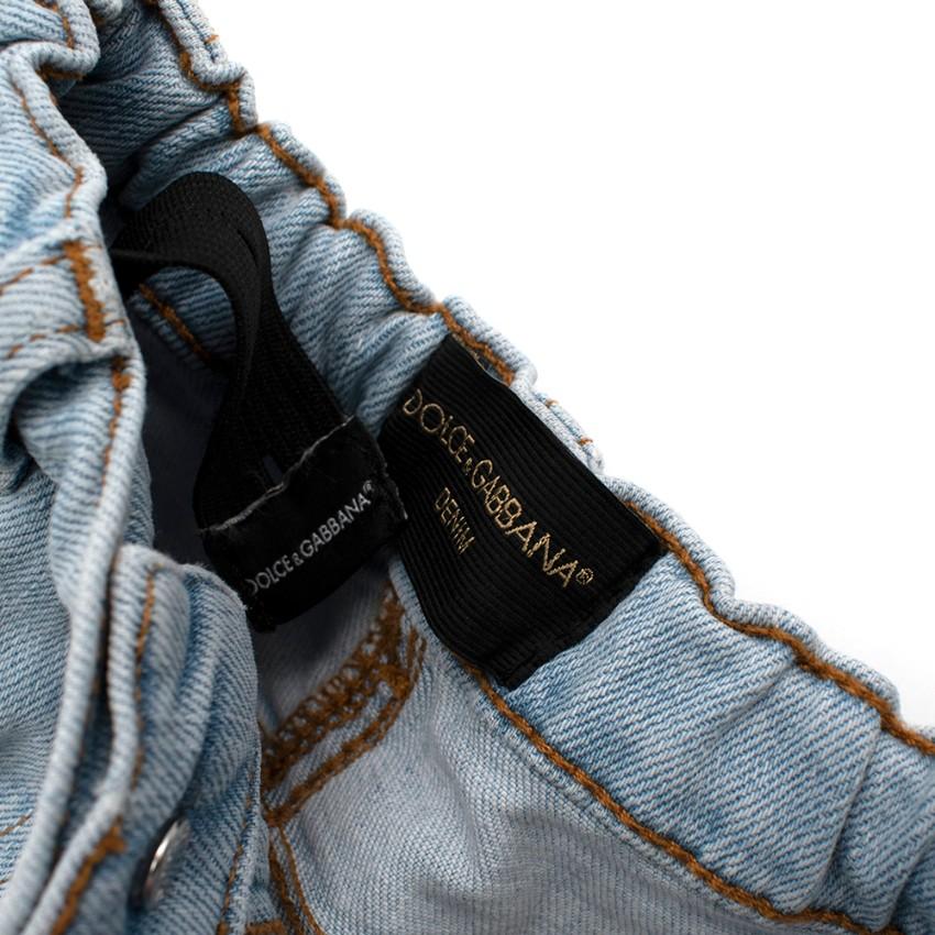 Dolce & Gabbana Girls Denim Flower Embroidered Jeans