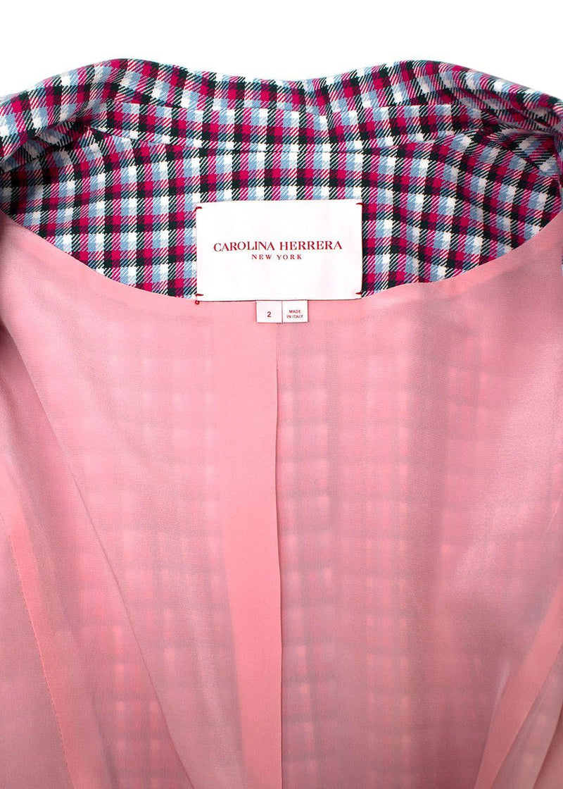 Carolina Herrera Two-Button Cotton Jacket in Pink Check