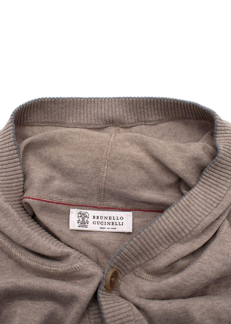 Brunello Cucinelli Beige Knitted Hooded Sweater Vest