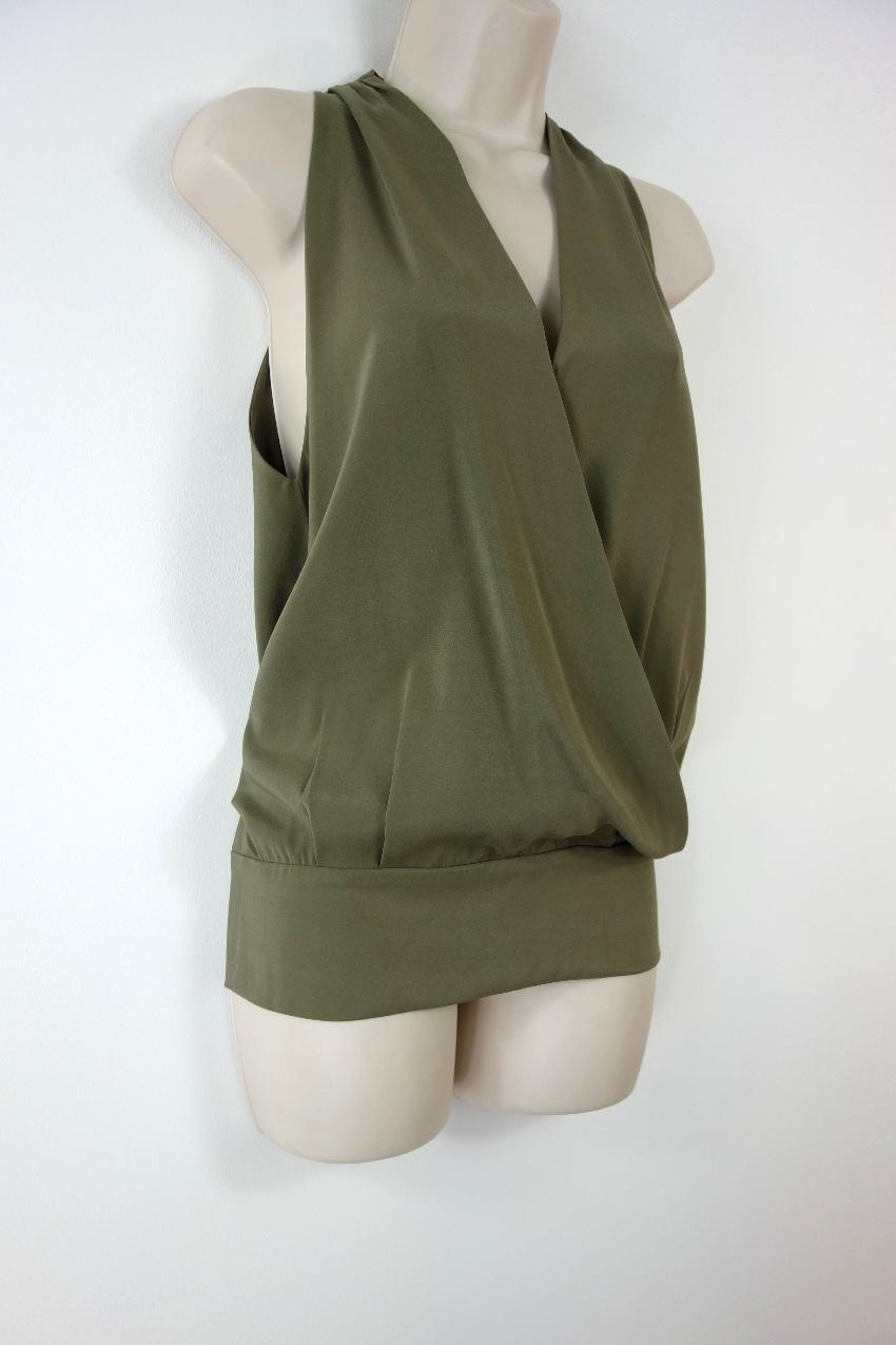 Ramy Brook Green Sleeveless Silk Wrap Style Top