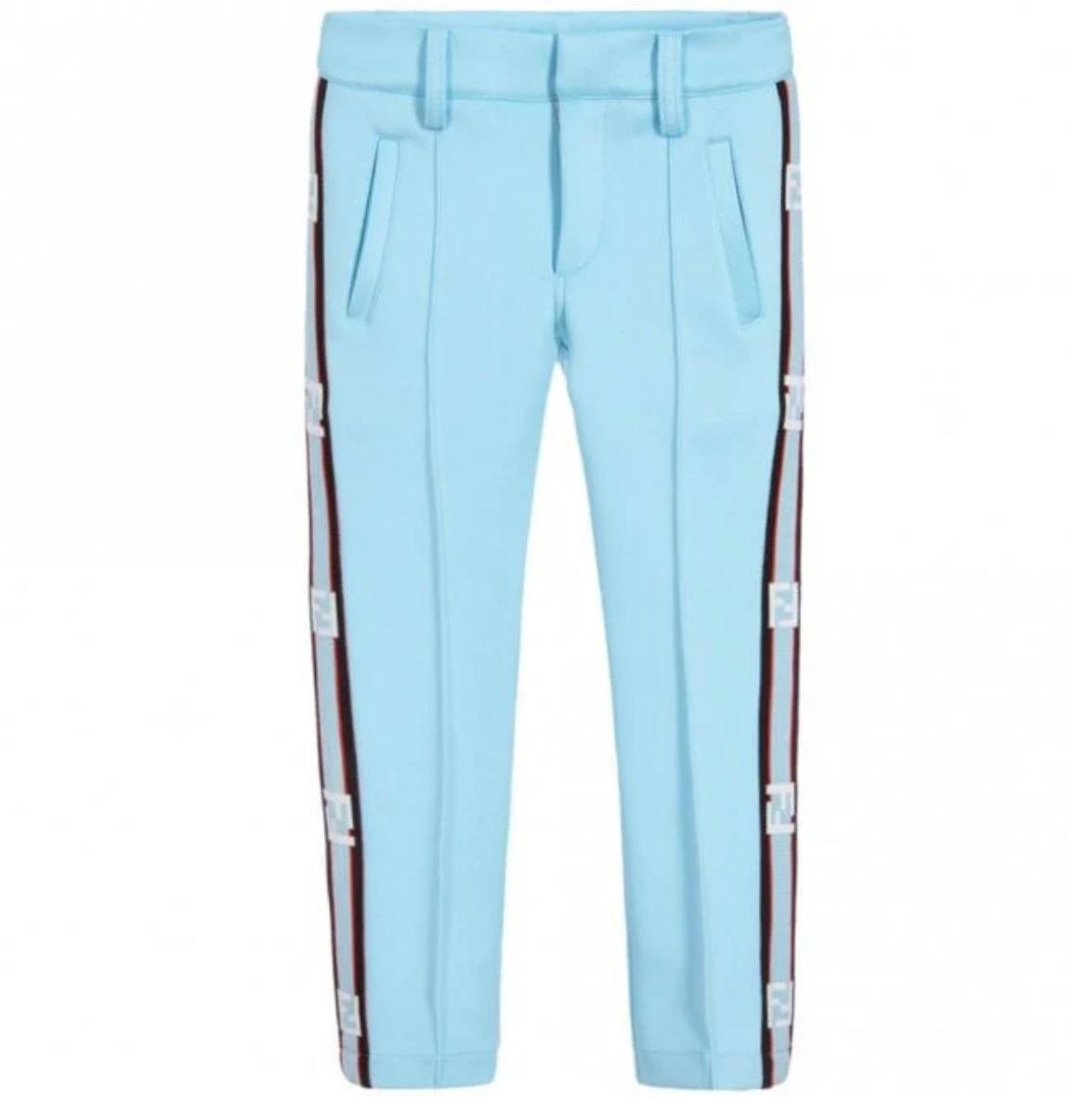 Fendi Kids Blue Logo Tapered Trousers