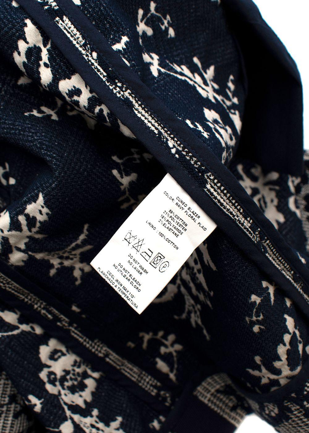 Blue Floral Embroidered Single Breasted Blazer