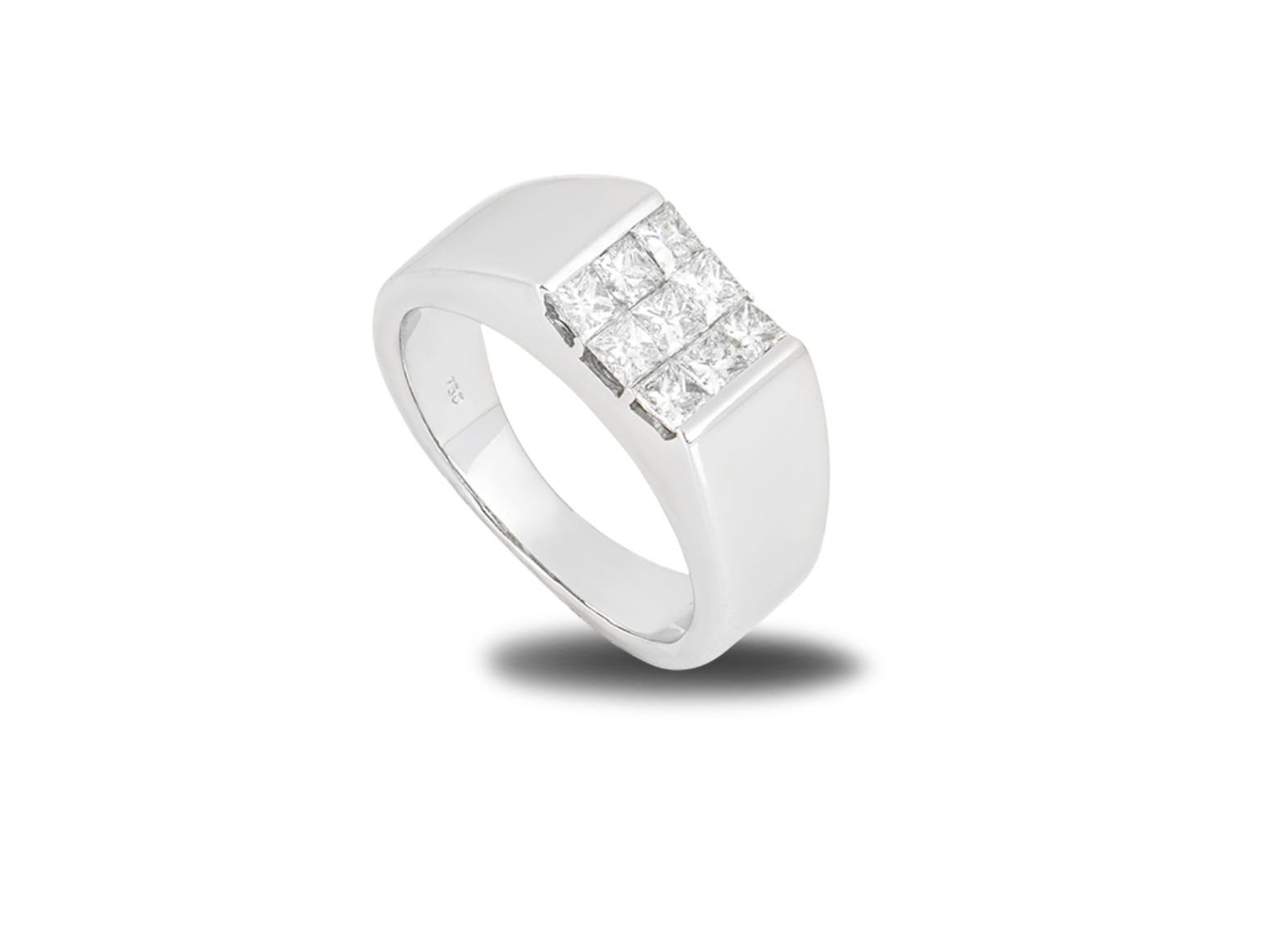 0.7ct Princess Cut Diamond Signet Ring - Size 55