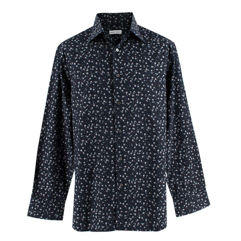 Donato Liguori Navy Abstract Flower Print Shirt