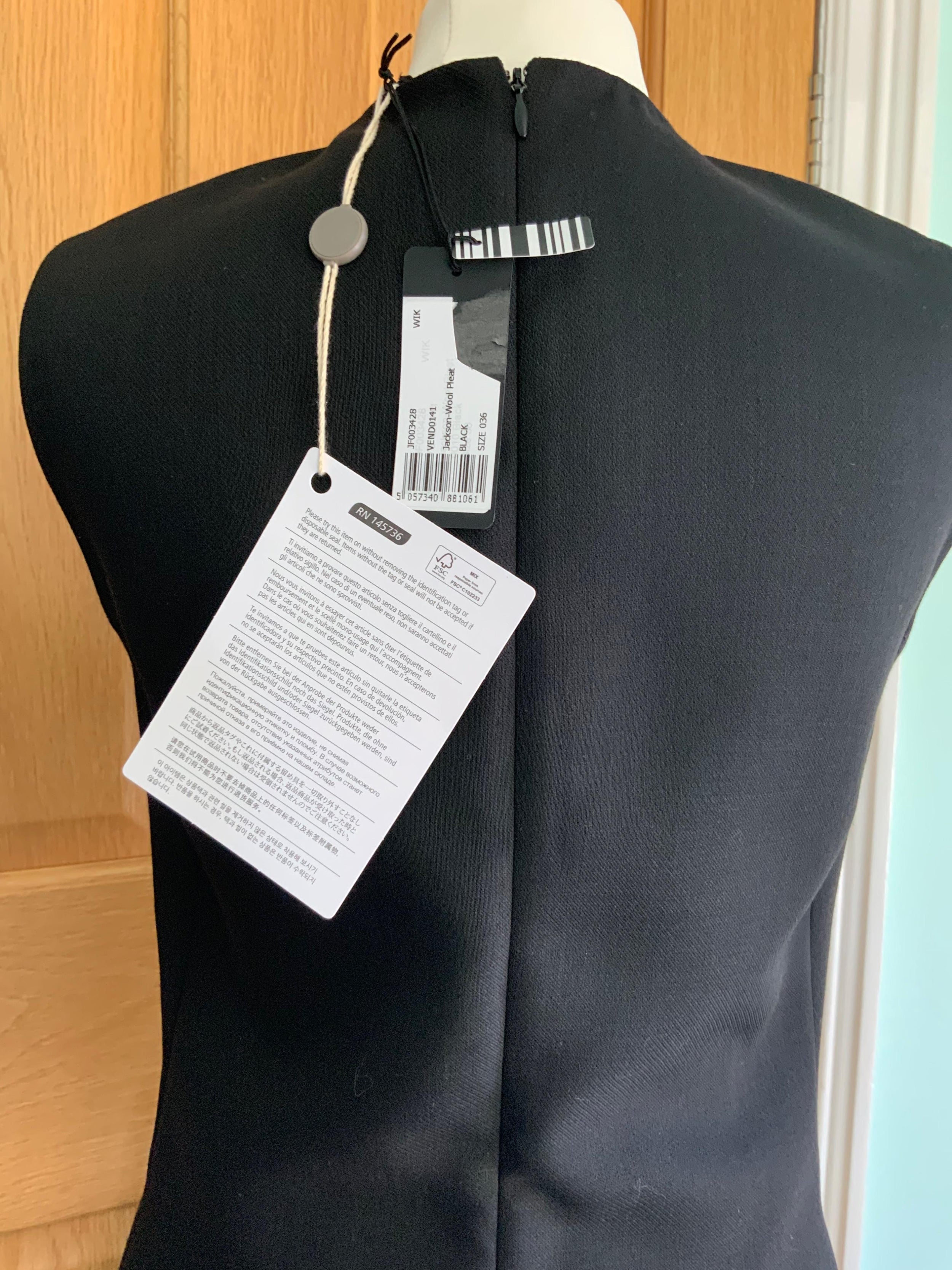 Black wool-twill Jackson pleated dress