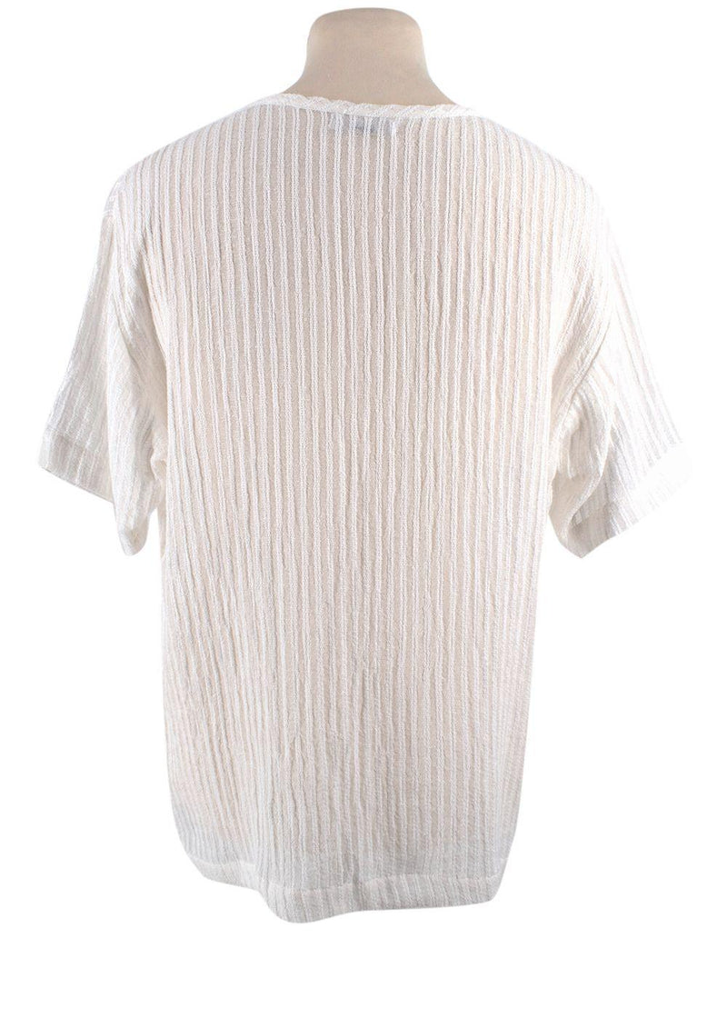 Commas White Linen Blend T-Shirt