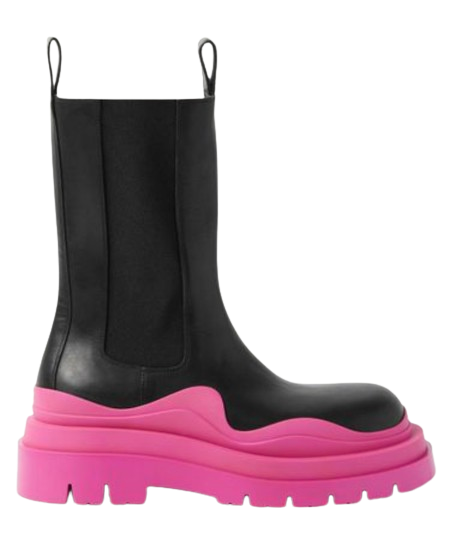 Bottega Veneta Pink Tire Rubber-trimmed Leather Chelsea Boots