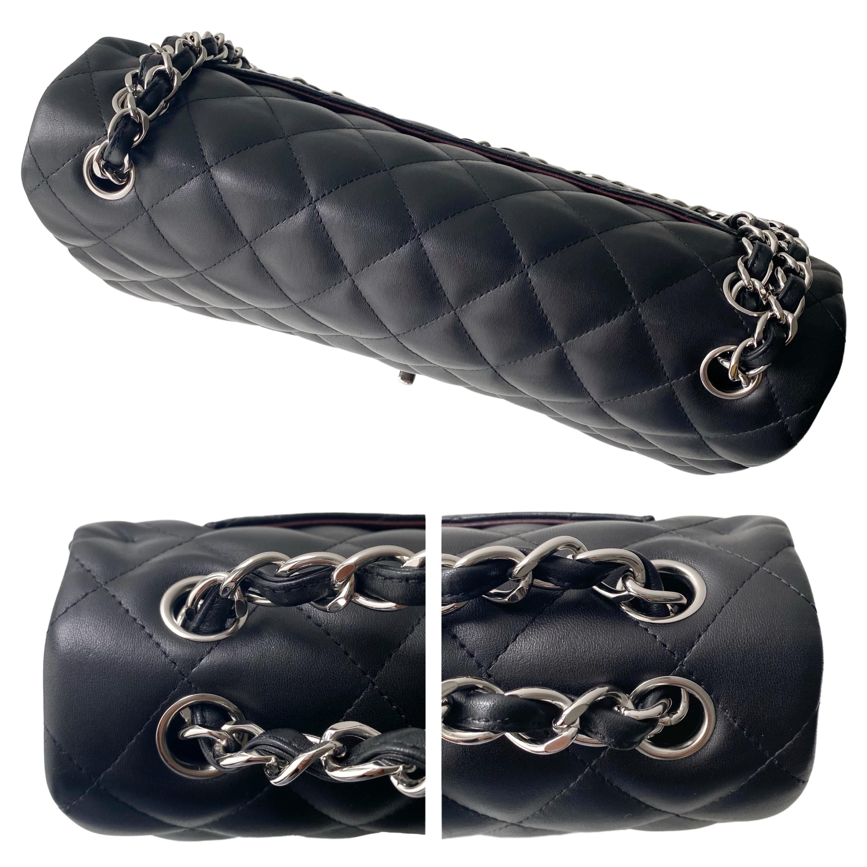 Black Lambskin Jumbo Double Flap Bag