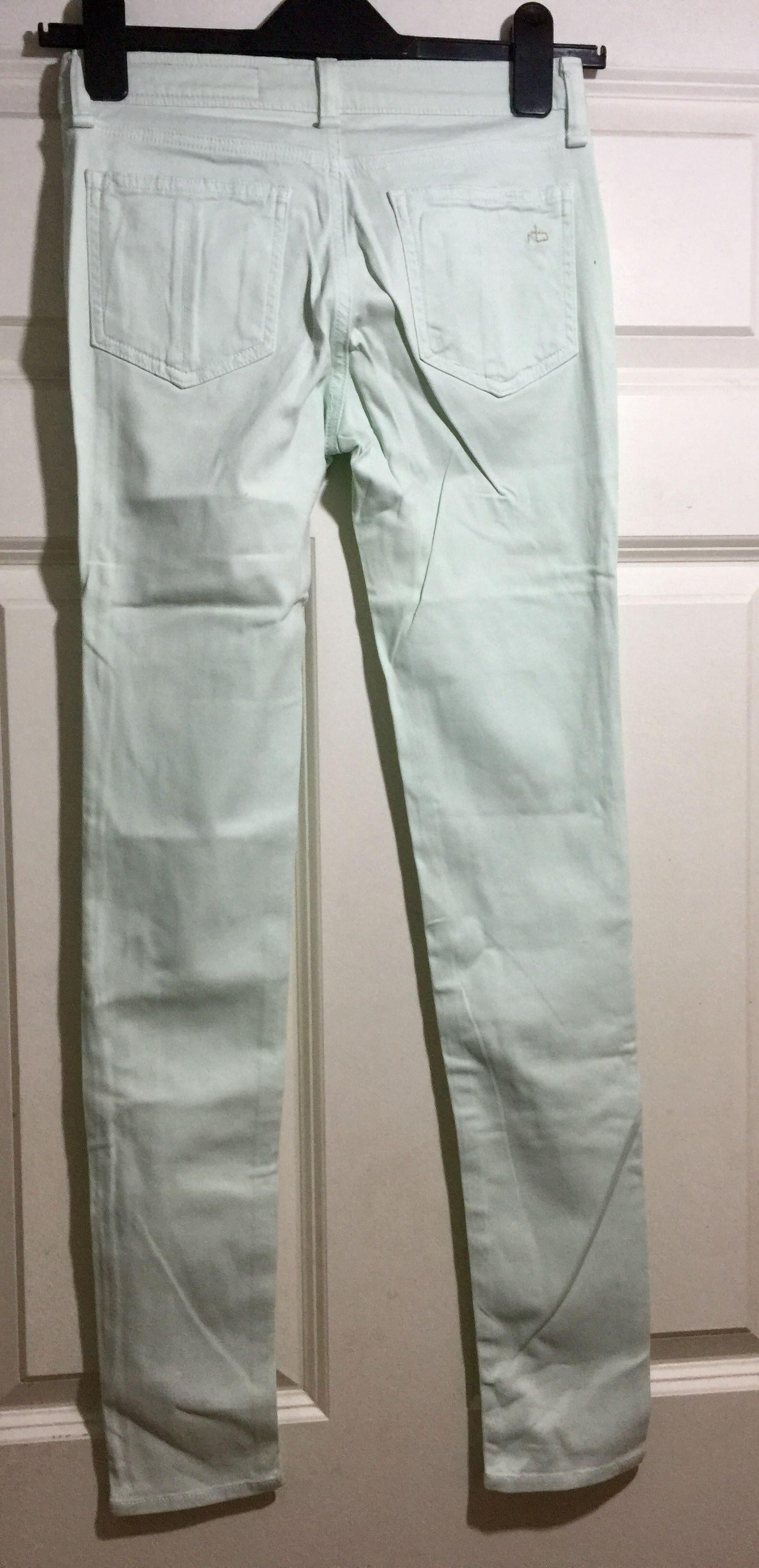 Mint green stretch-denim skinny jeans