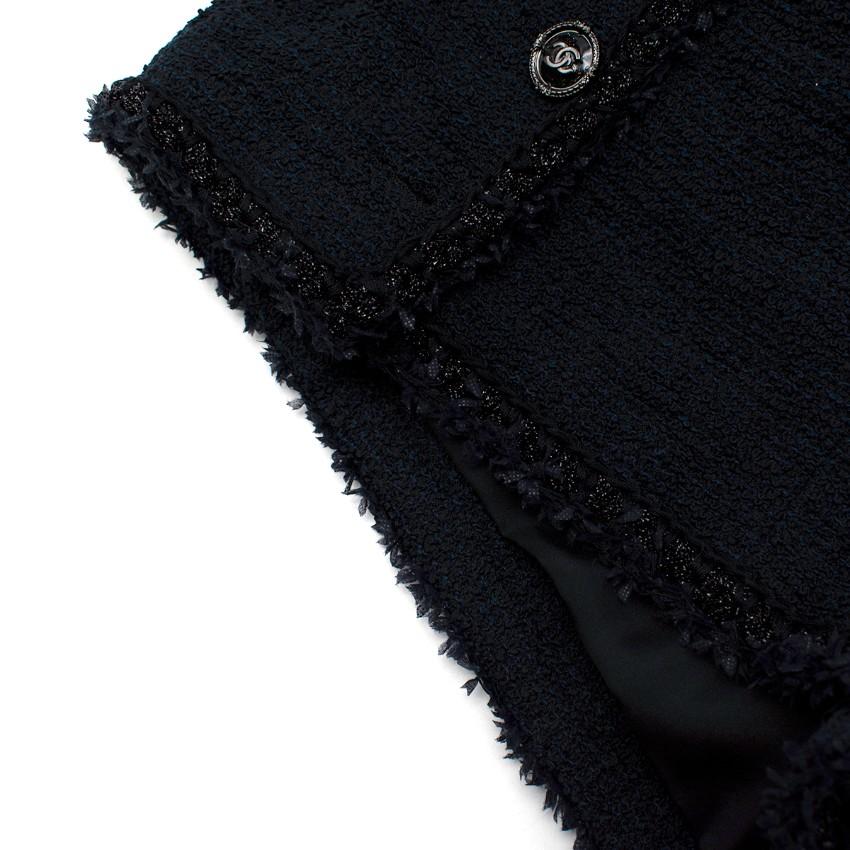 Chanel Black & Blue Boucle Tweed Pencil Skirt