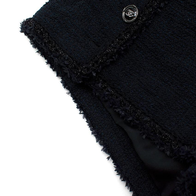 Chanel Black & Blue Boucle Tweed Pencil Skirt