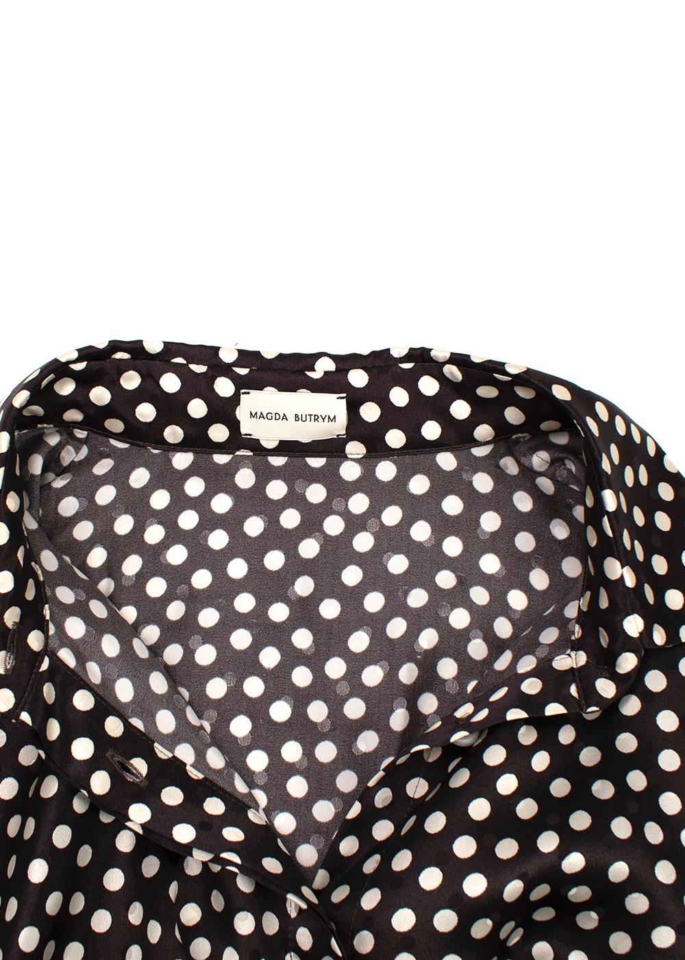Magda Butrym Brown Polka-dot Silk Shirt Dress