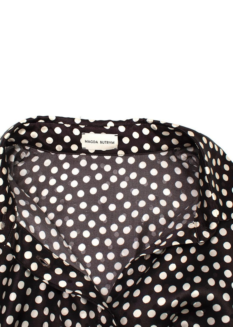 Magda Butrym Brown Polka-dot Silk Shirt Dress