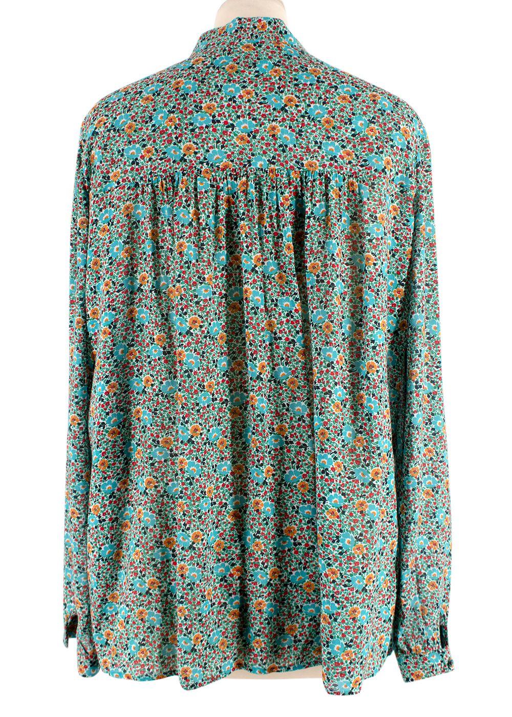 Saint Laurent Floral Pussybow Blouse