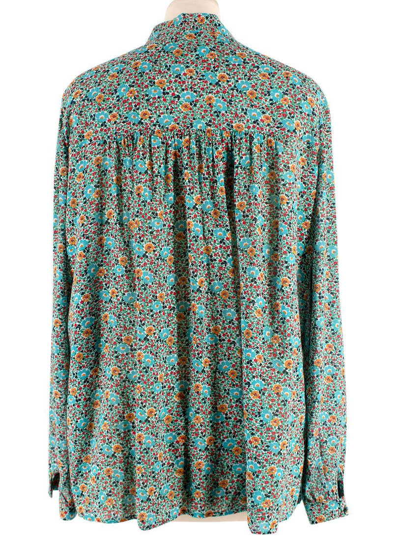 Saint Laurent Floral Pussybow Blouse