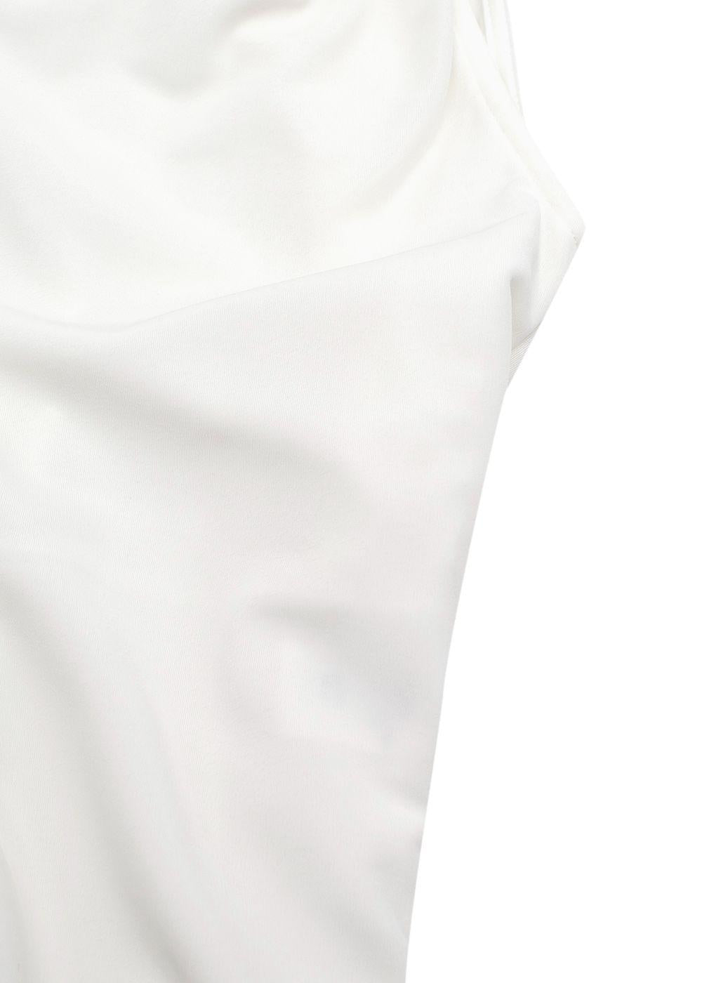 Elena Makri White One Shoulder Maxi Dress with Gold Shell Detail