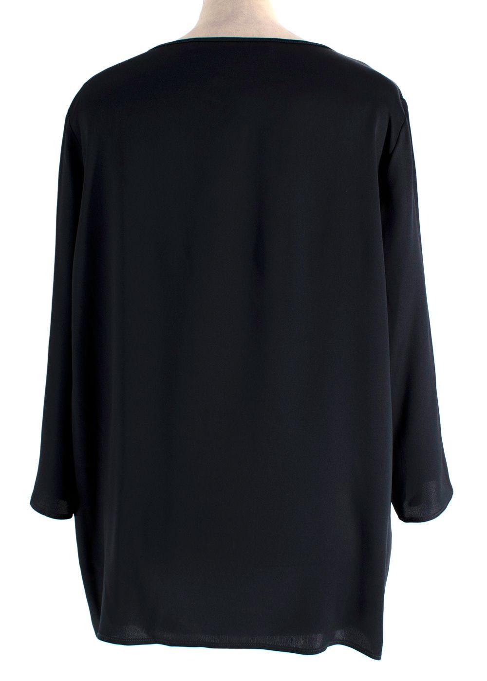 Marina Rinaldi Navy Silk- Blend Blouse