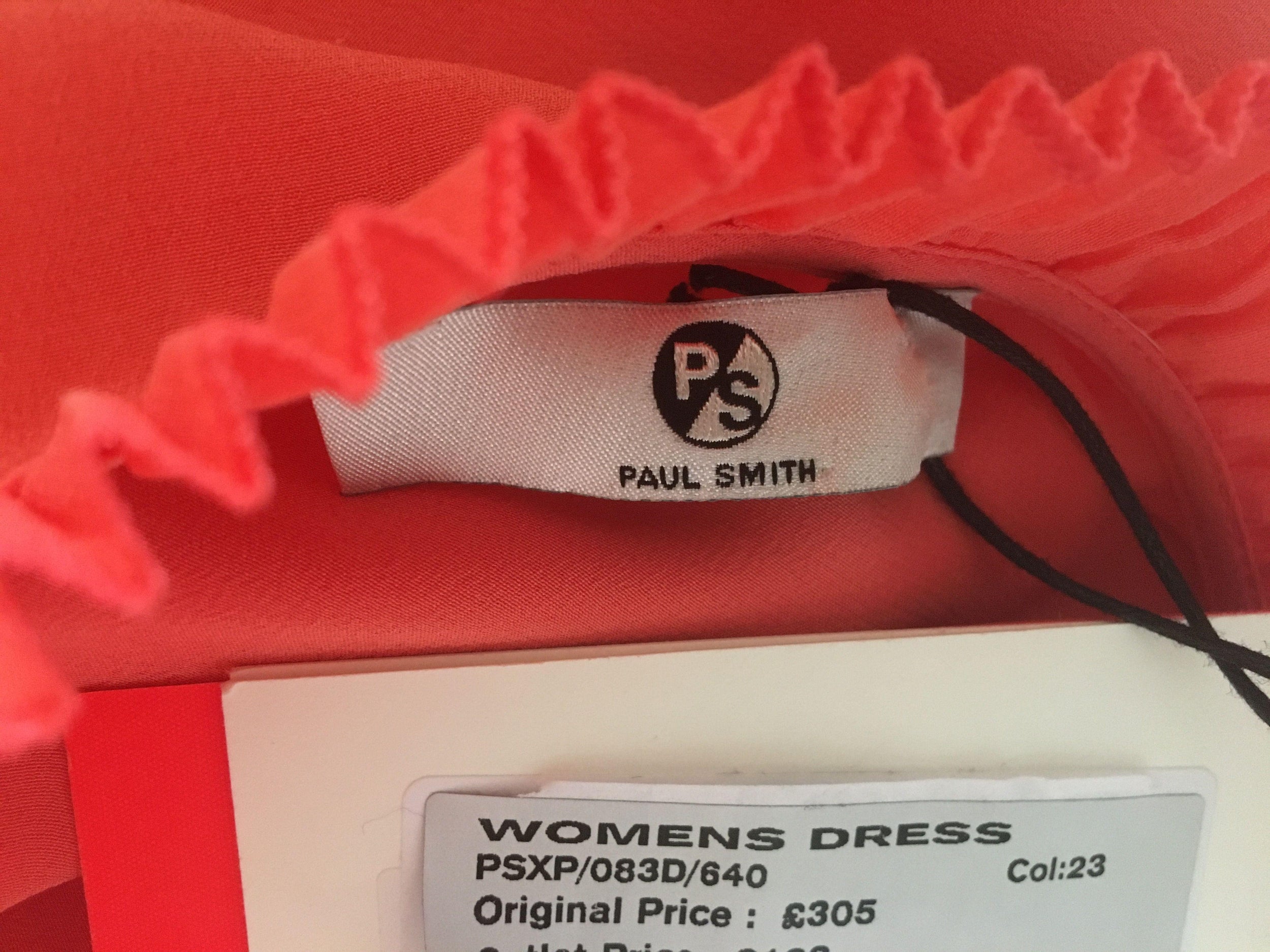 Paul Smith Coral Silk Crepe Shift Dress