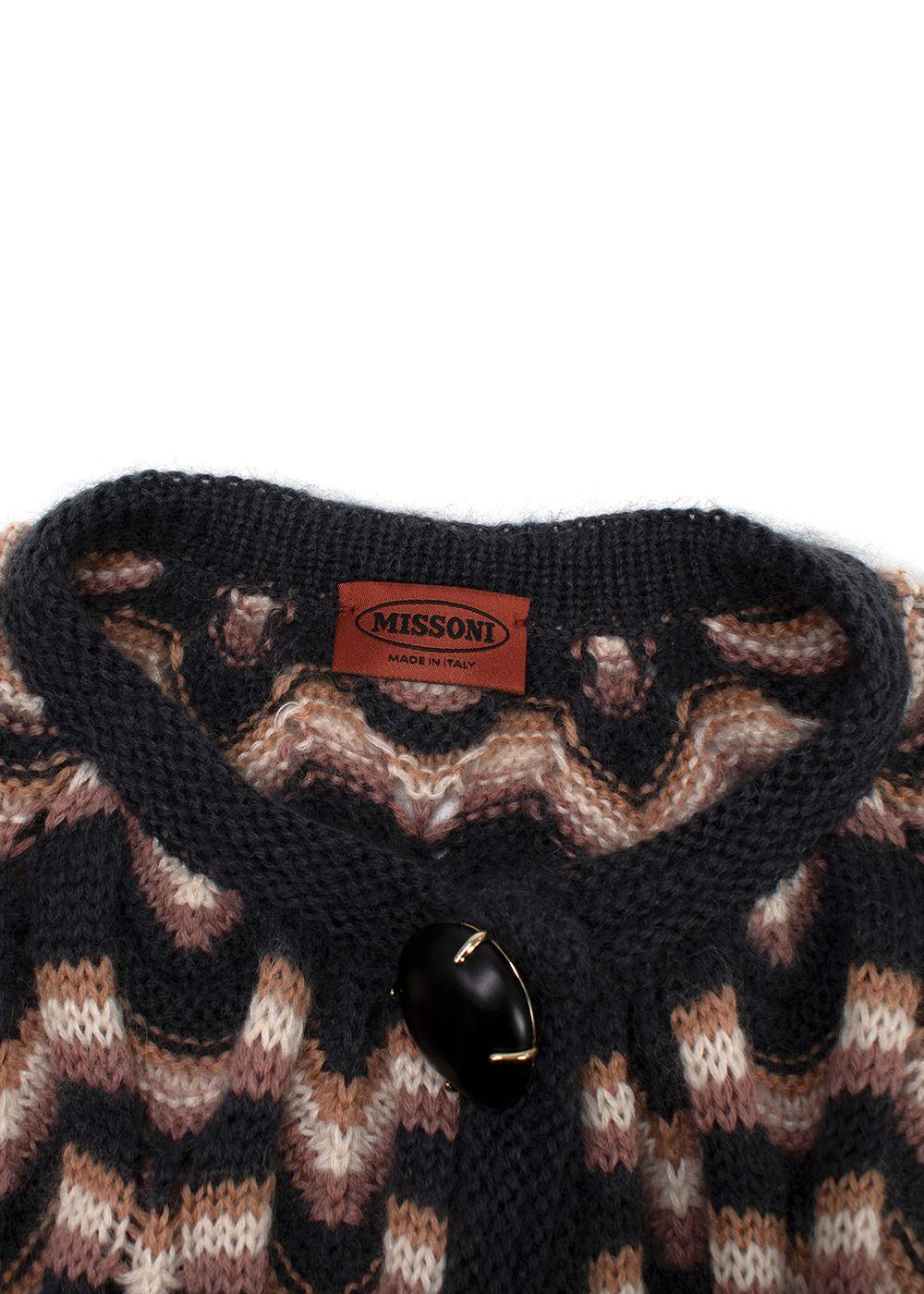Missoni Grey and Pink Striped Longline Knitted Cardigan